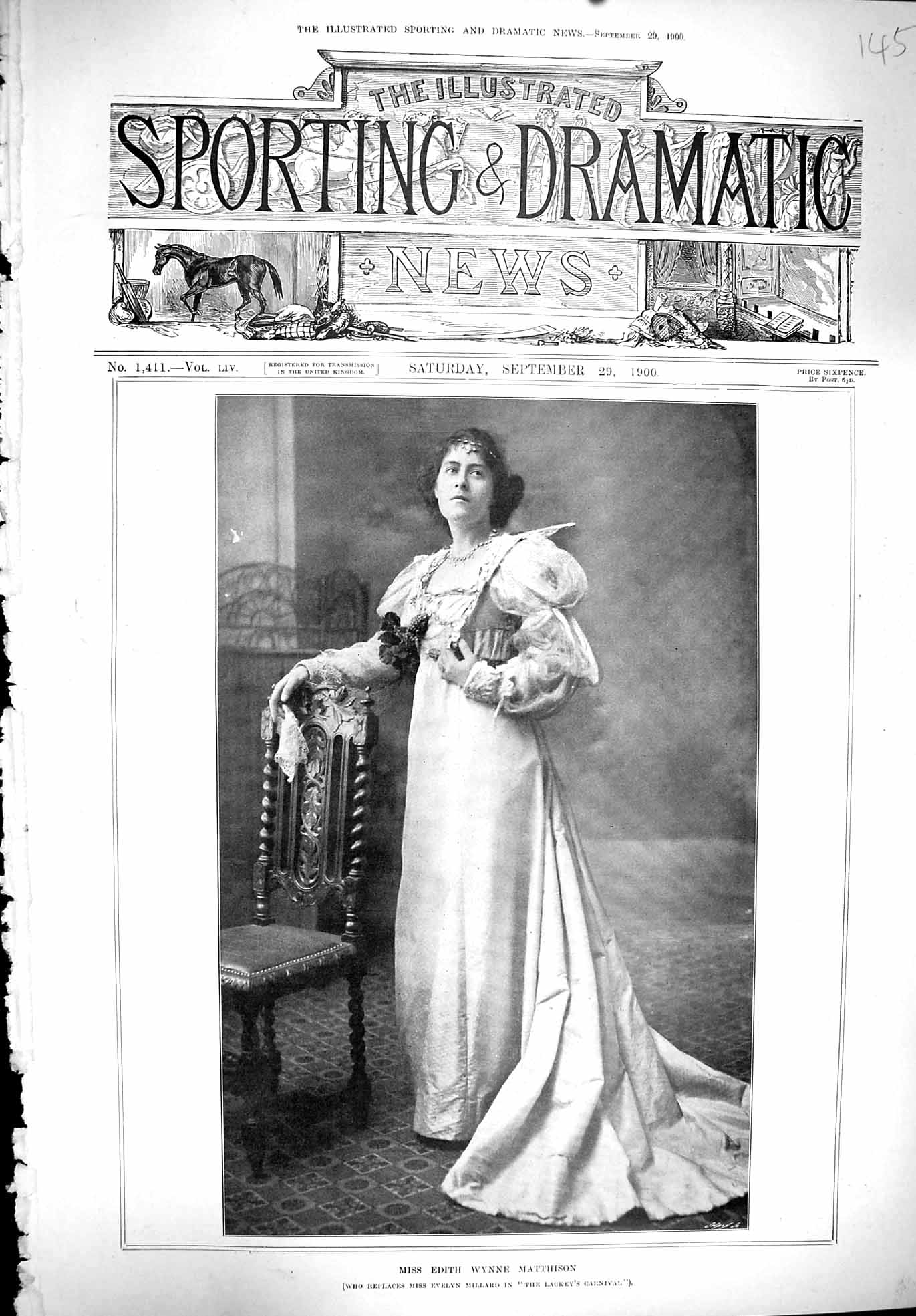 Old 1900 Photograph Miss Edith Wynne Matthison Lackey'S Carnival Thea Victorian