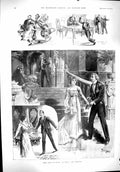 Antique Old Print 1900 Drury Lane Theatre Price Peace Actors Actresses Scenes