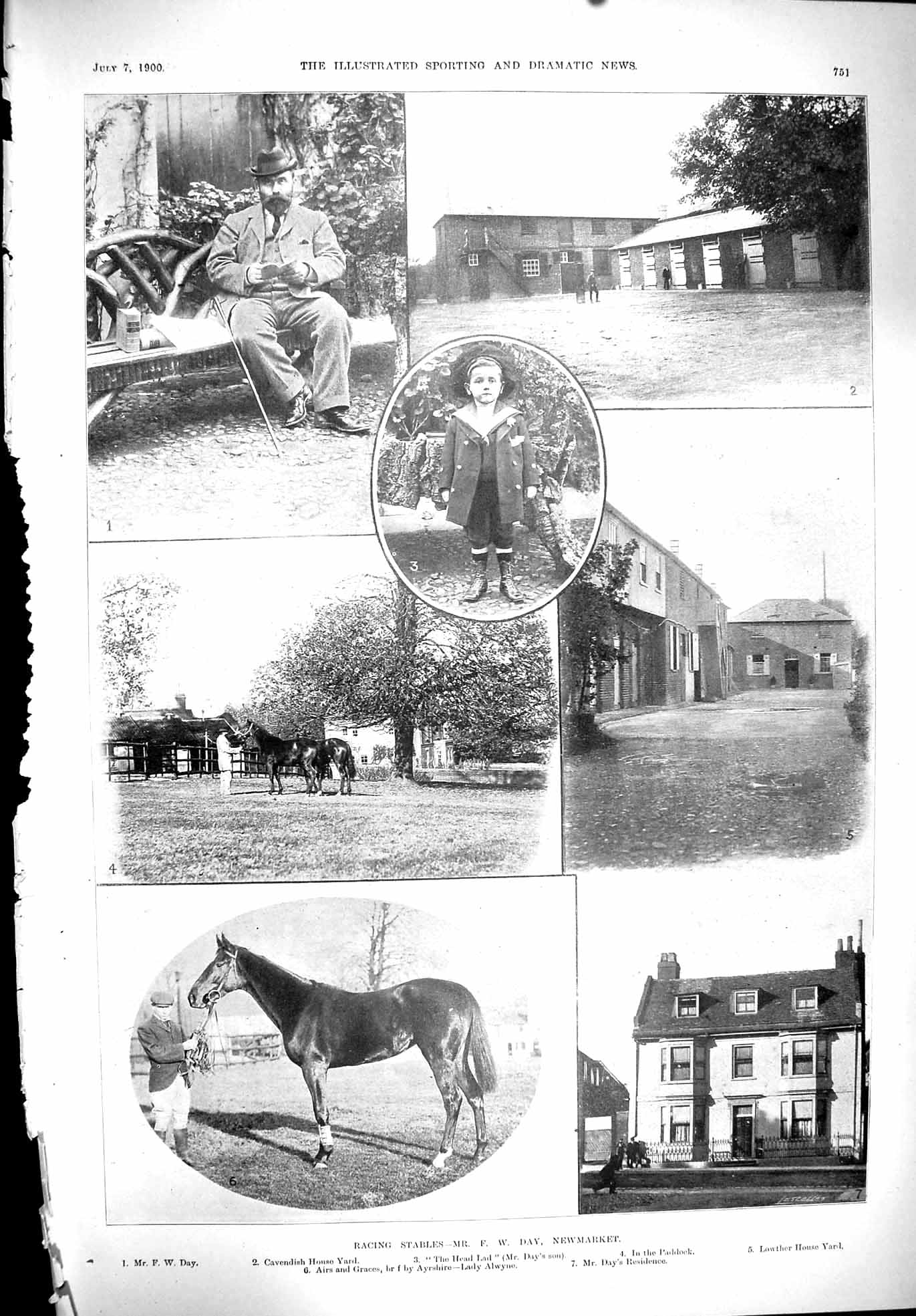 Old 1900 Sport Horse Racing Newmarket Day Cavendish Lowther Pritchard Victorian