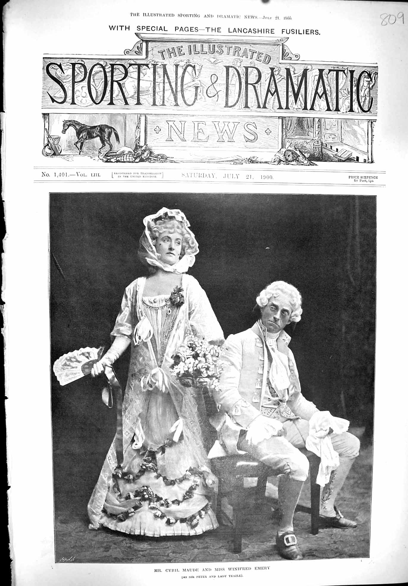 Old 1900 Cyril Maude Winifred Emery Peter Lady Teazle Photograph Thea Victorian