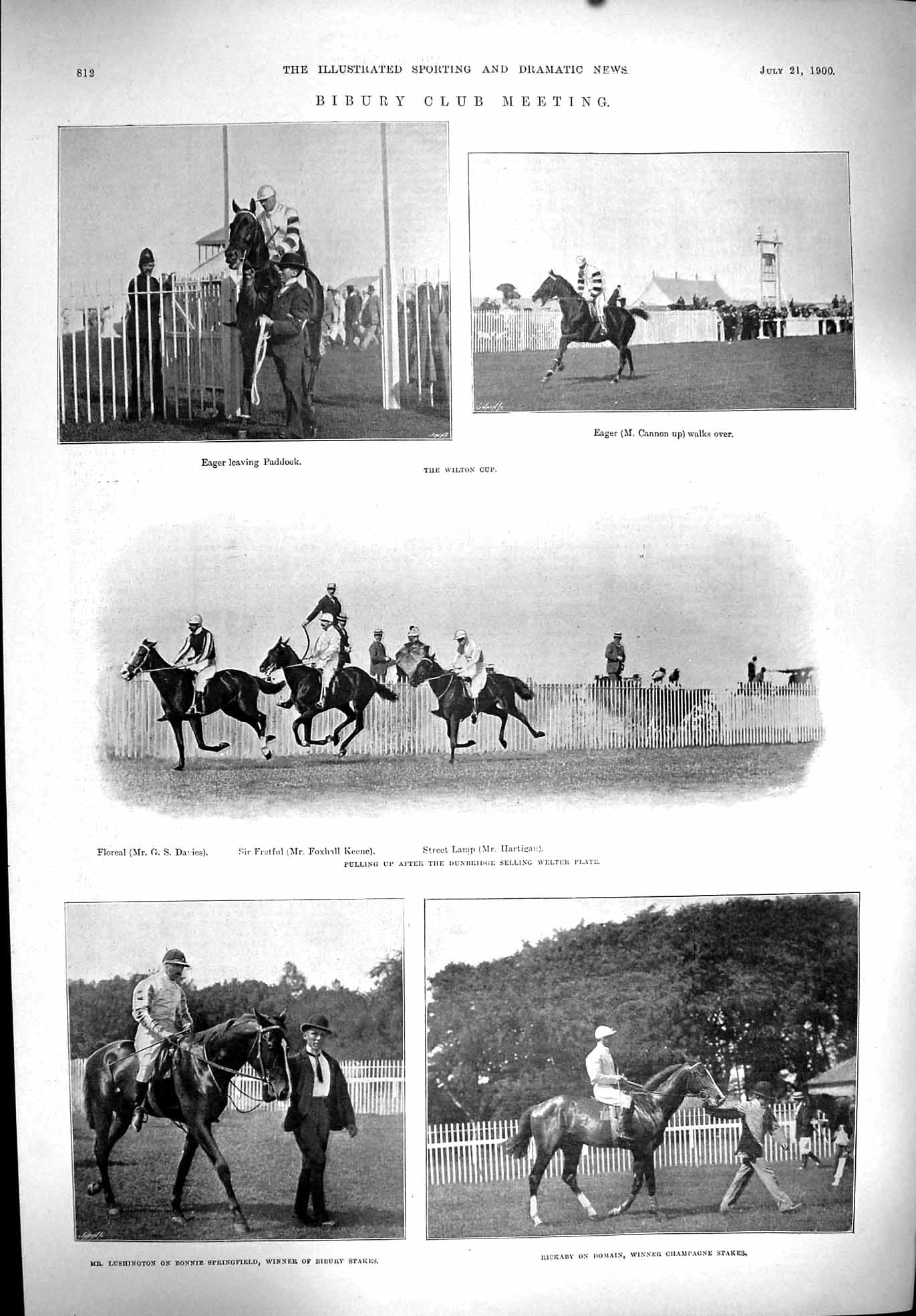 Old 1900 Sport Bibury Club Horse Racing Eager Wilton Davies Keene Wel Victorian
