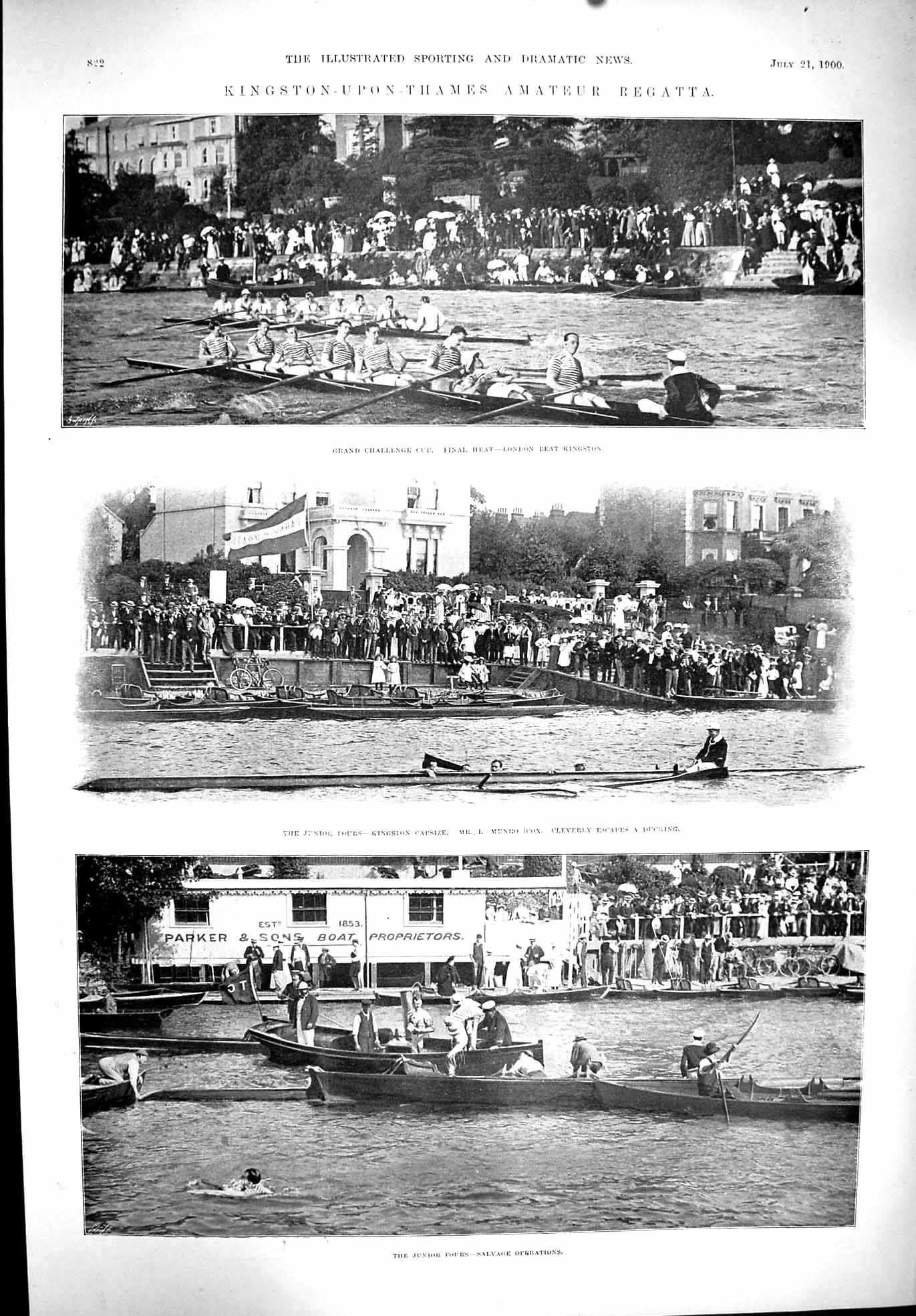 Old 1900 Sport Kingston-Upon-Thames Regatta Munro Clyde Yachts 20-Rat Victorian