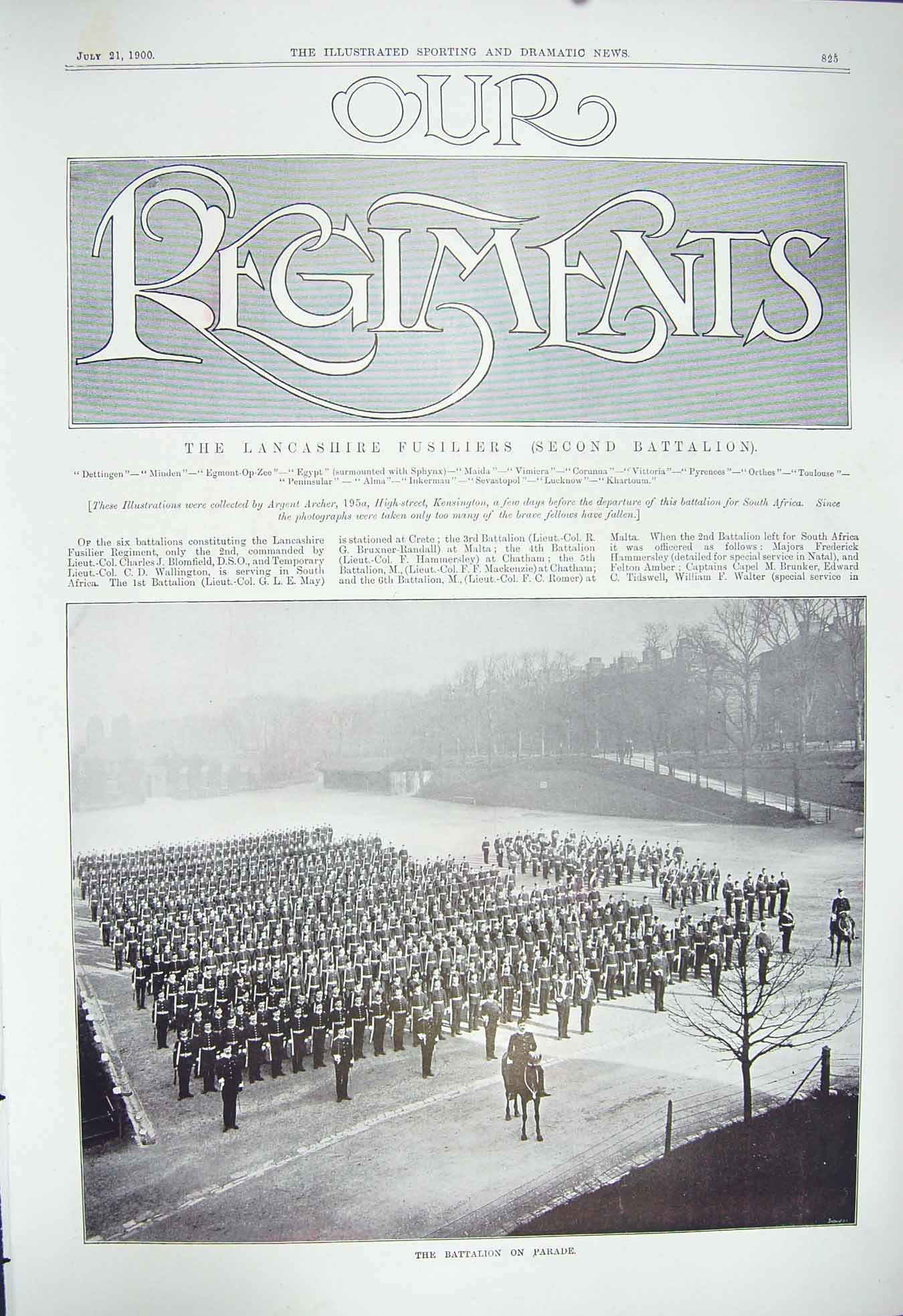 Old 1900 Lancashire Fusiliers Blomfield Fraser Marrable Hastings Wils Victorian