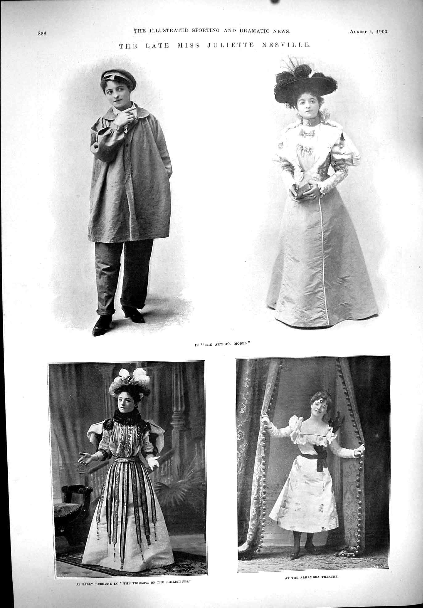 Old 1900 Juliette Nesville Artist'S Model Theatre Sally Lebrune Alham Victorian