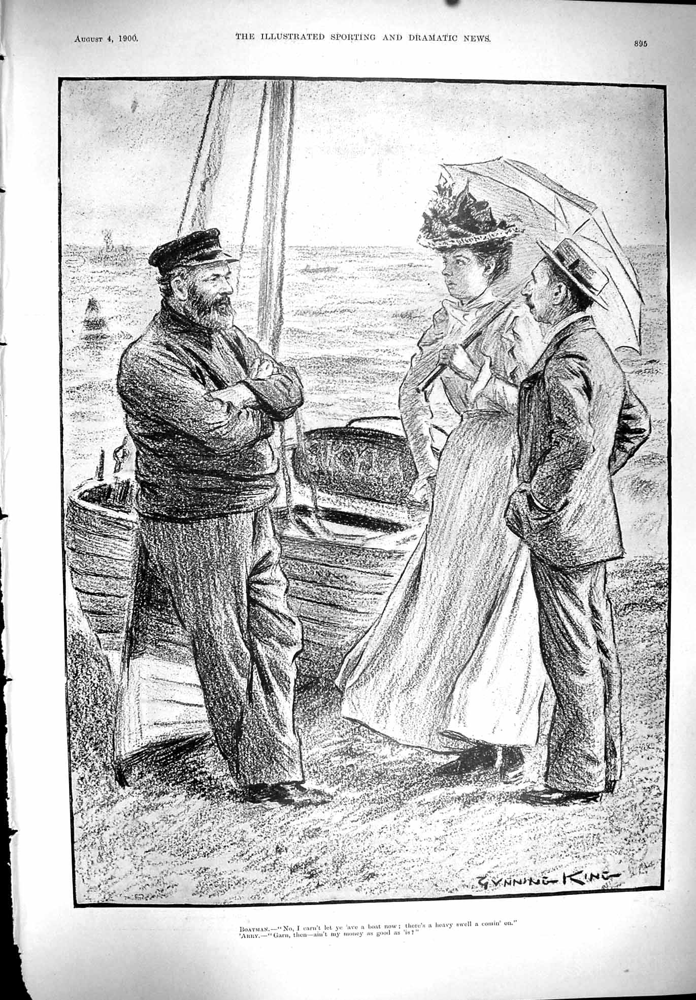 Old 1900 Boatman Beach Scene King Liverpool Horse Race Reiff Sport Sk Victorian