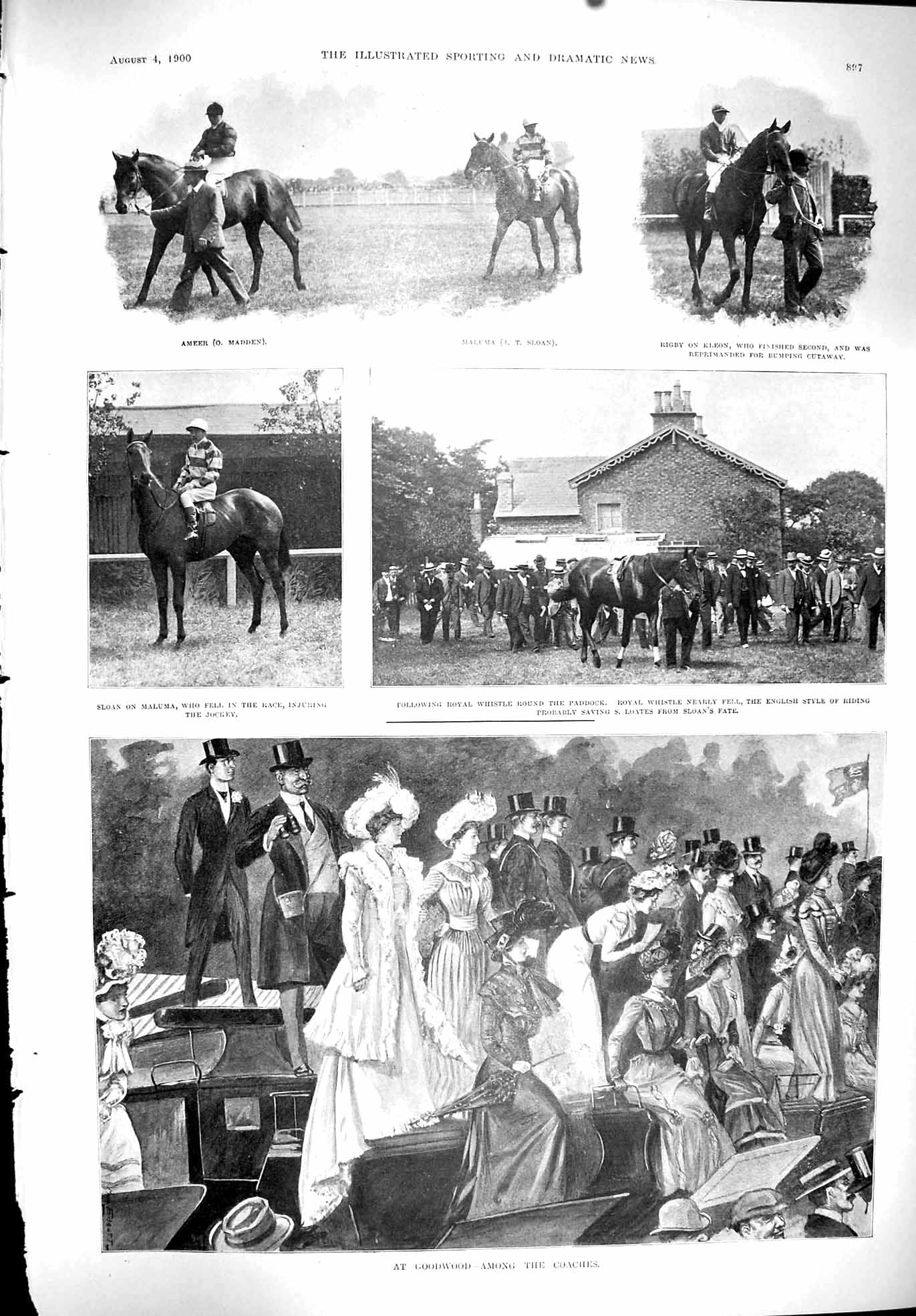 Old 1900 Sport Goodwood Horse Racing Ammer Maluma Rigby Sloan Rowing Victorian