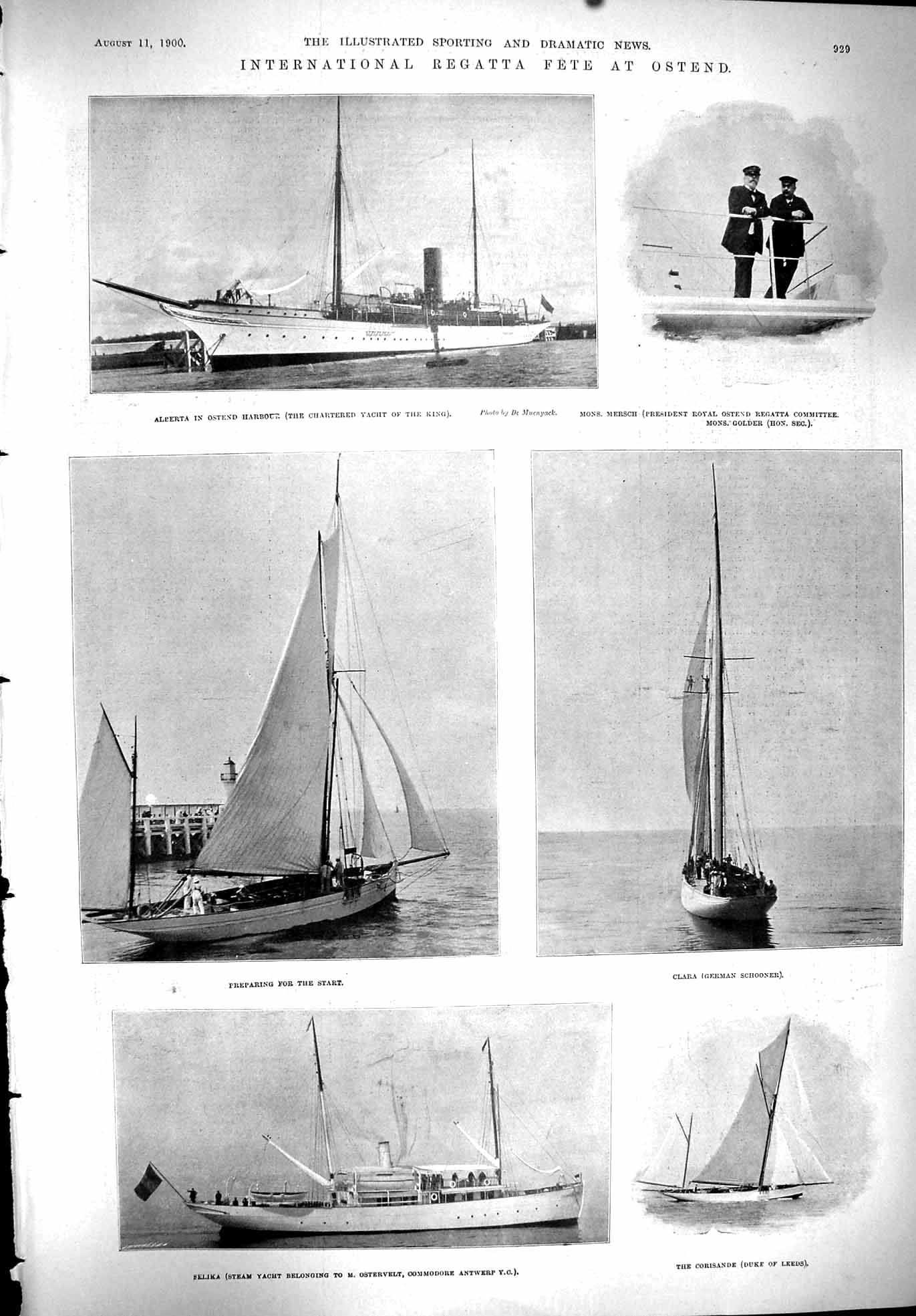 Old 1900 Sport Regatta Boats Ostend Mersch Clara Selika Corisande Hea Victorian
