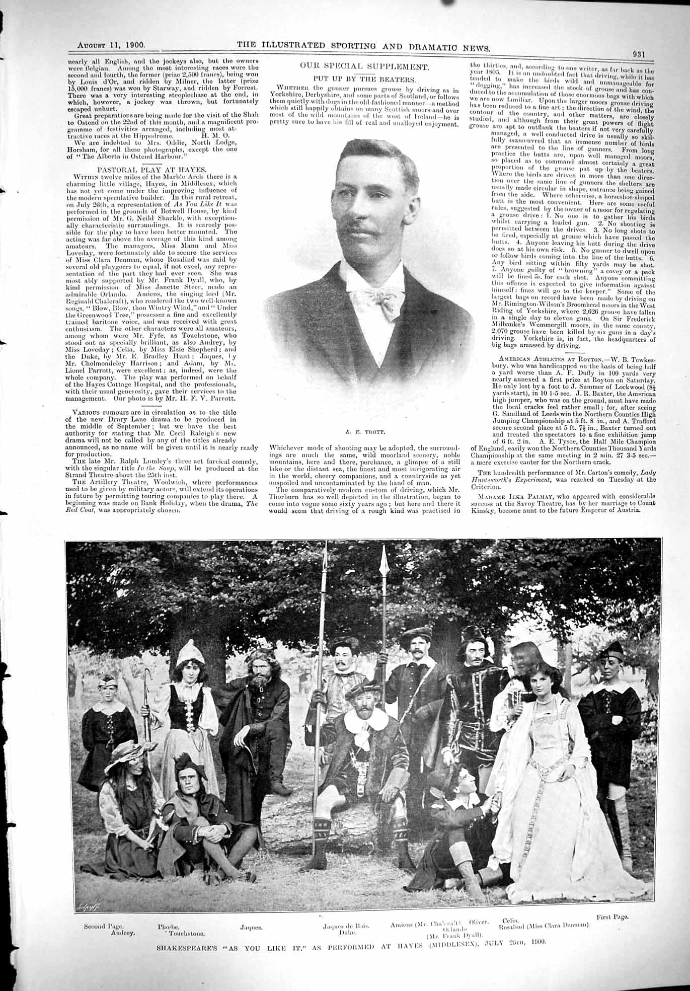 Old 1900 Sport Trott Shakespeare As You Like It Theatre Jaques Denman Victorian