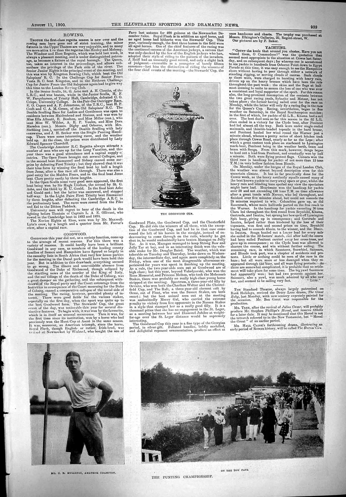 Old 1900 Sport Goodwood Cup Mullings Amateur Champion Punting Champio Victorian