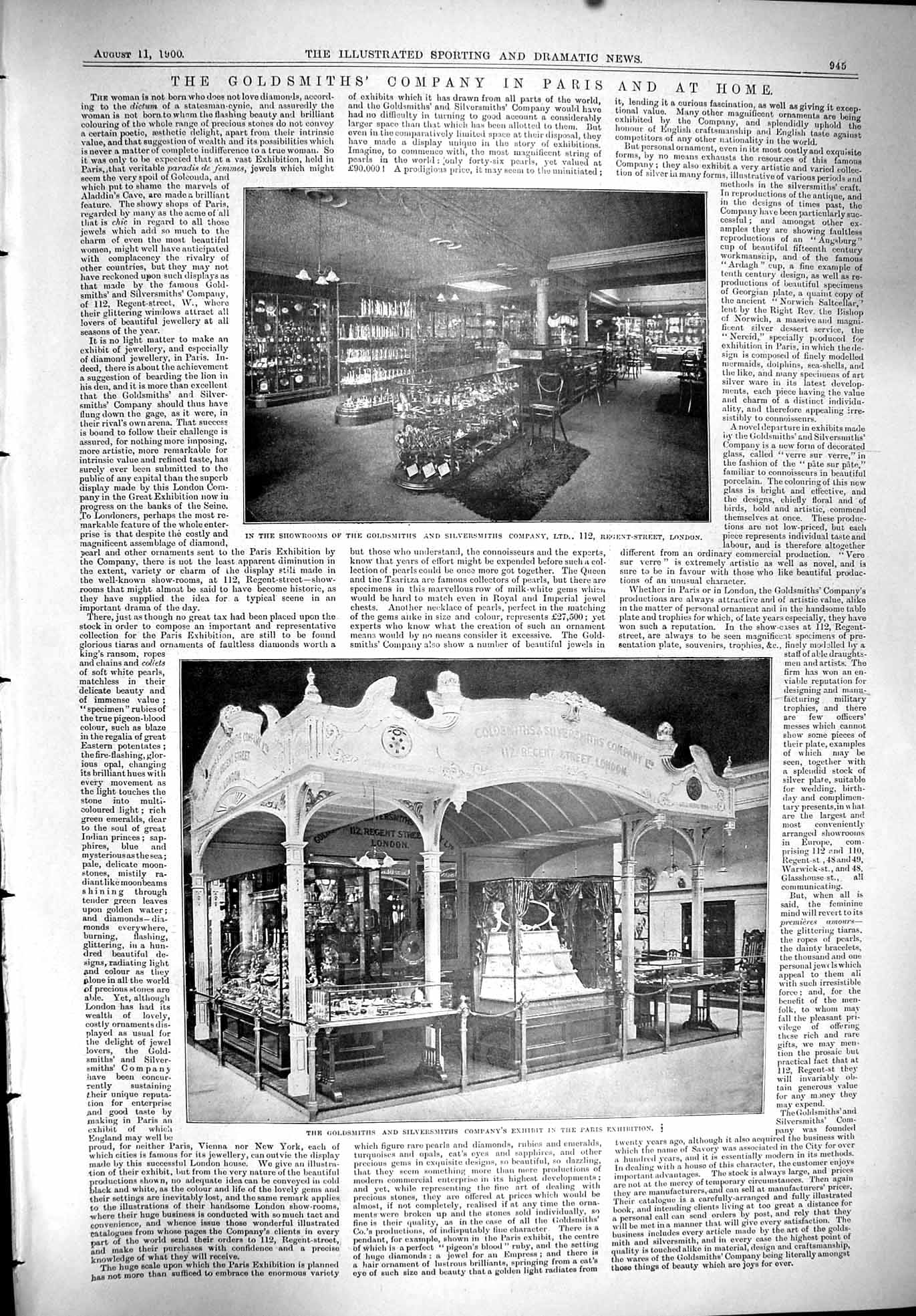Old Print 1900 Gsmith Silversmith Company Exhibit Paris Exhibition Photo 20th