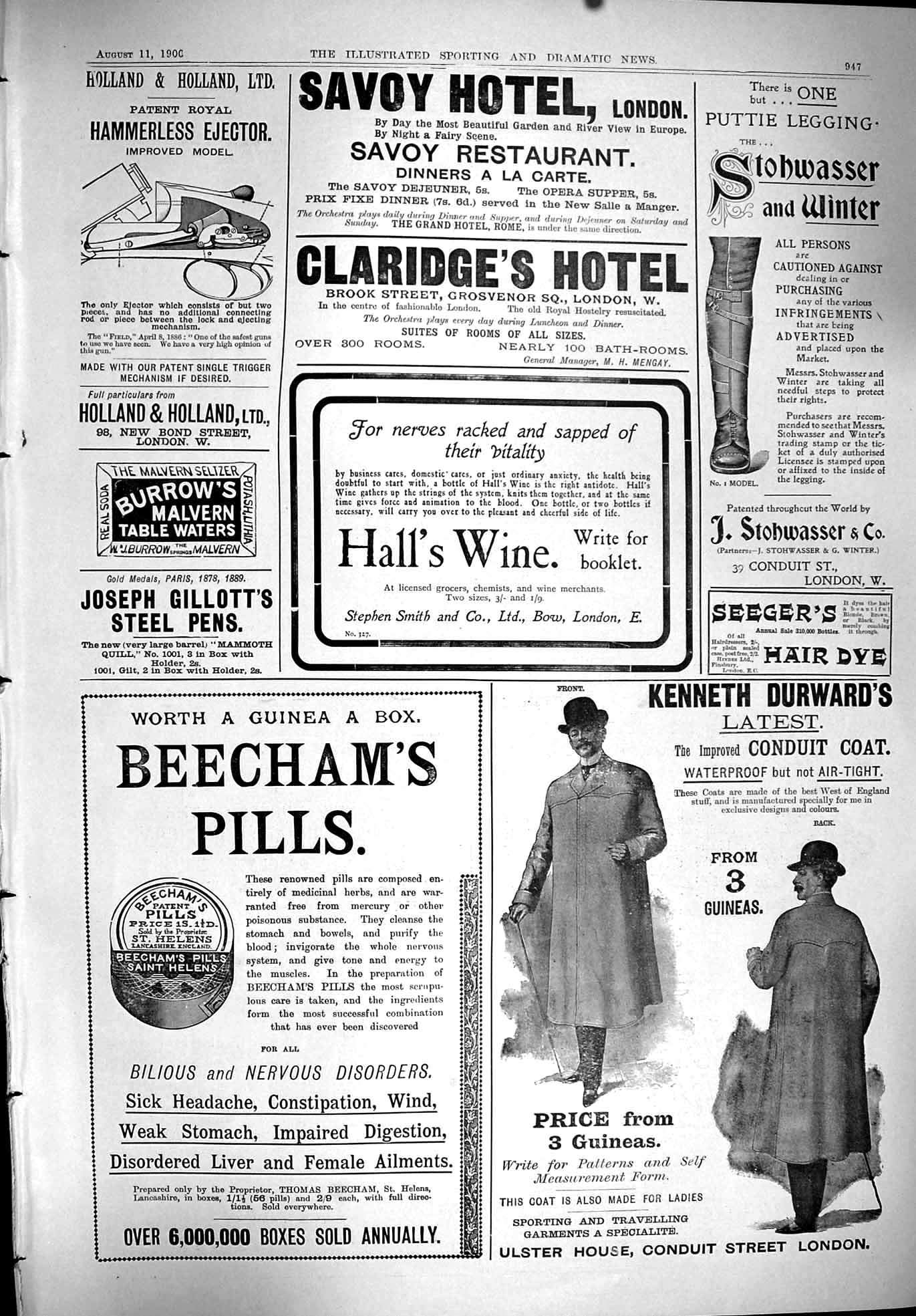 Old 1900 Savoy Hotel Kenneth Durward Holland Stohwasser Beechams Cloc Victorian