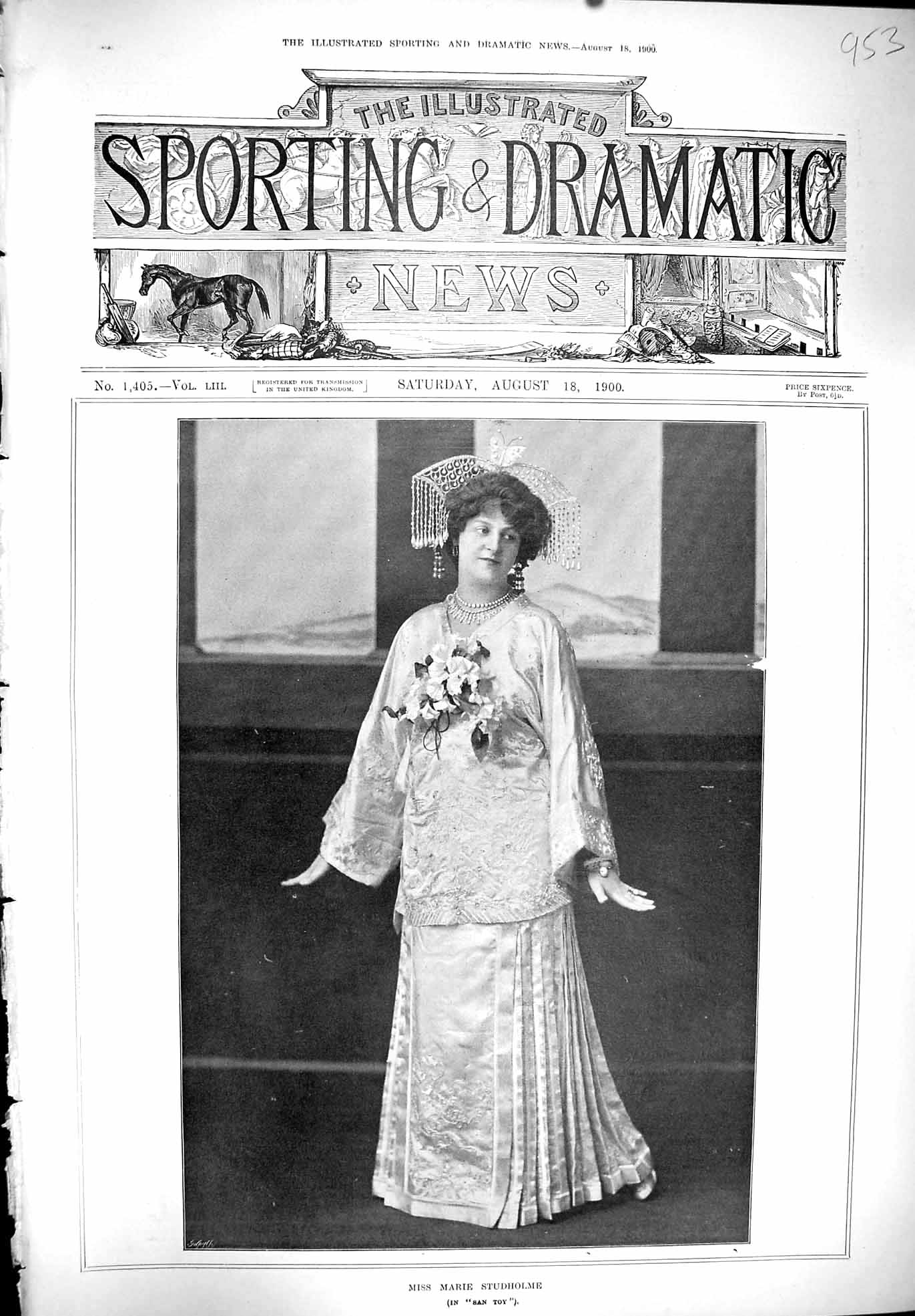Antique Print 1900 Photograph Portrait Miss Marie Studholme San Toy Theatre