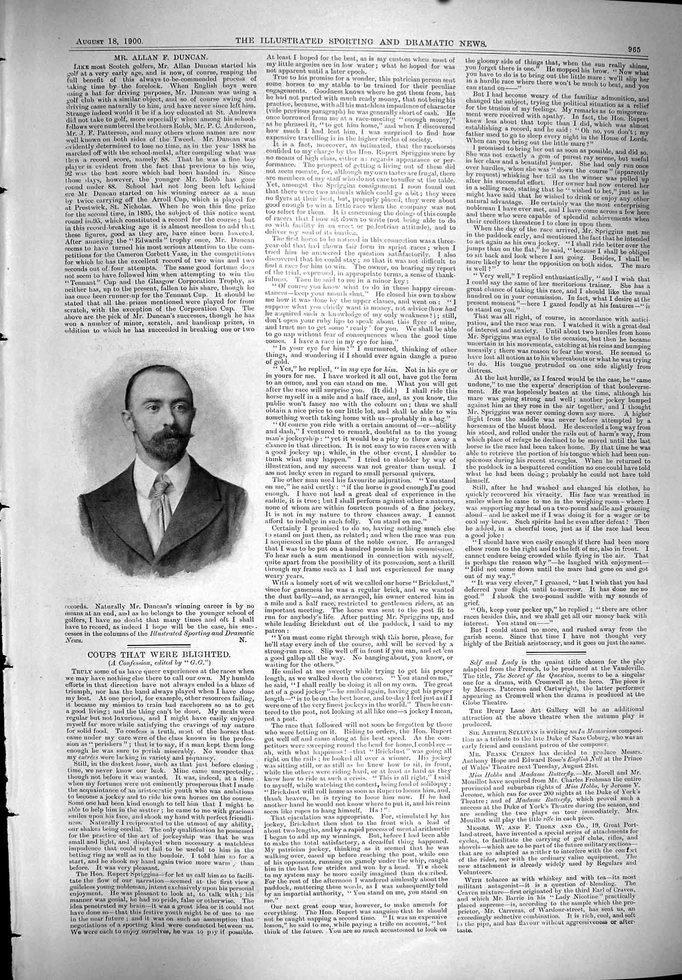 Antique Print 1900 Sport Allan Duncan Golf Lord Russell Killowen Photograph