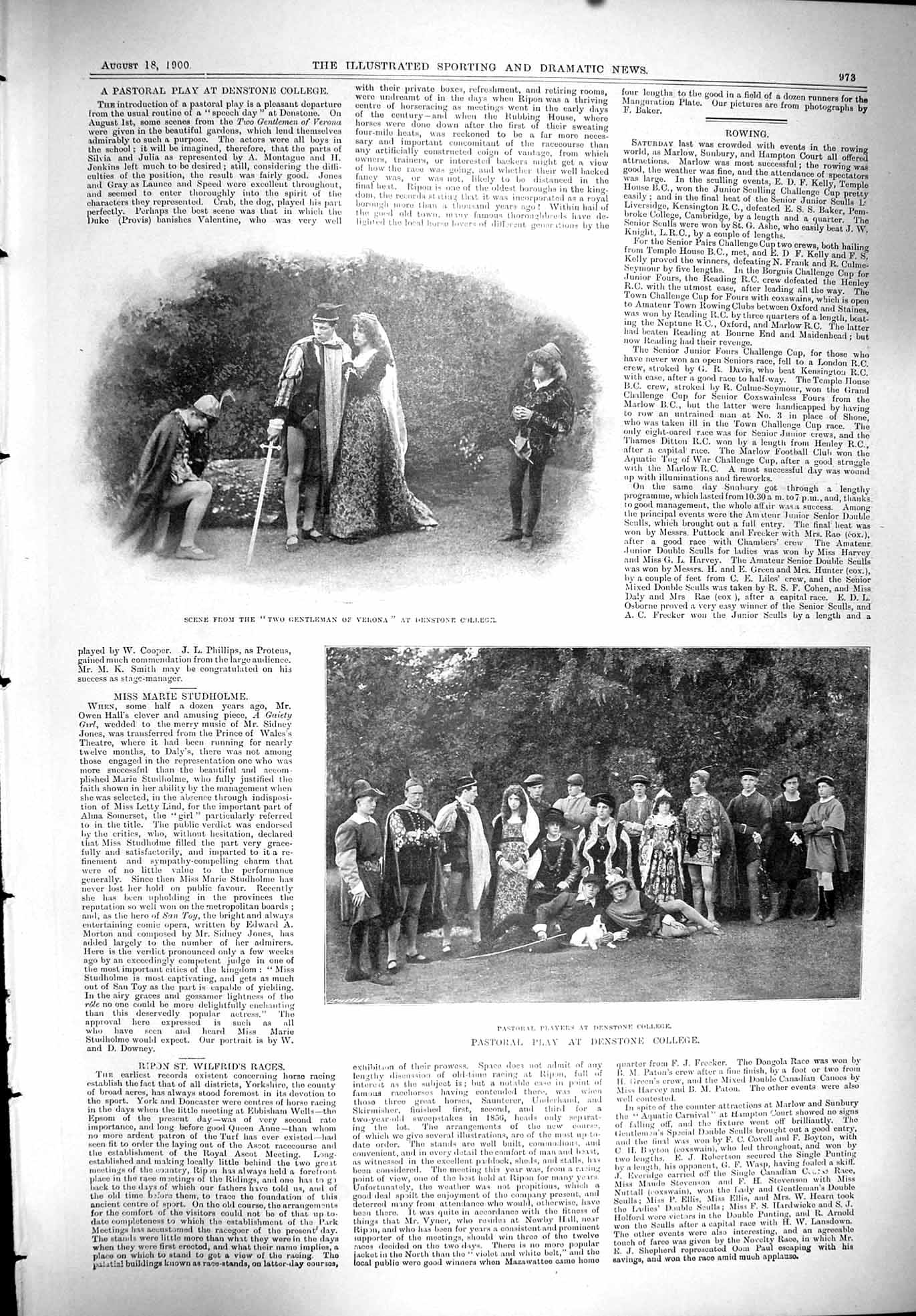 Old Theatre Pastoral Play Denstone College 1900 Captious Critic Palac Victorian