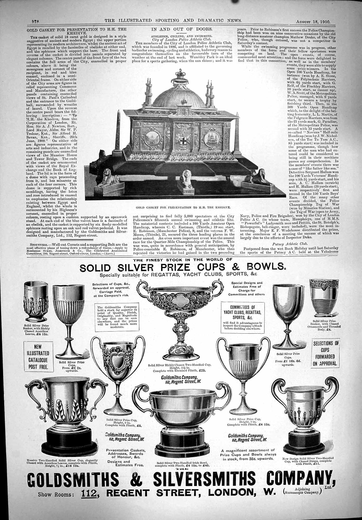 Antique Old Print 1900 GCasket Presentation Khedive Egypt Gsmith Silversmith