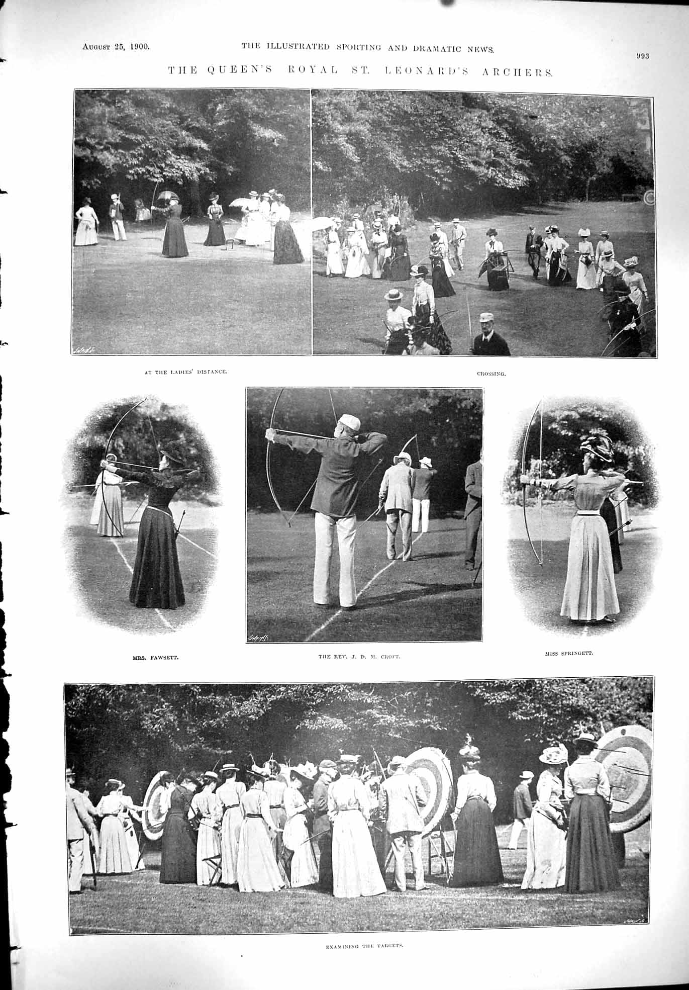 Old Queen Royal St. Leonard Archers Rev. Croft Fawsett Springett Ladi