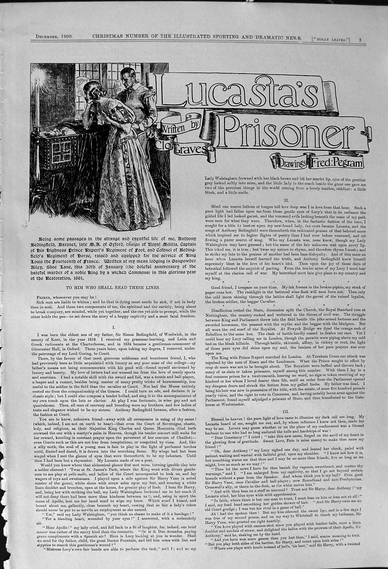 Old 1900 Theatre Lucasta'S Prisoner Anthony Bedingfield Men Fighting Victorian