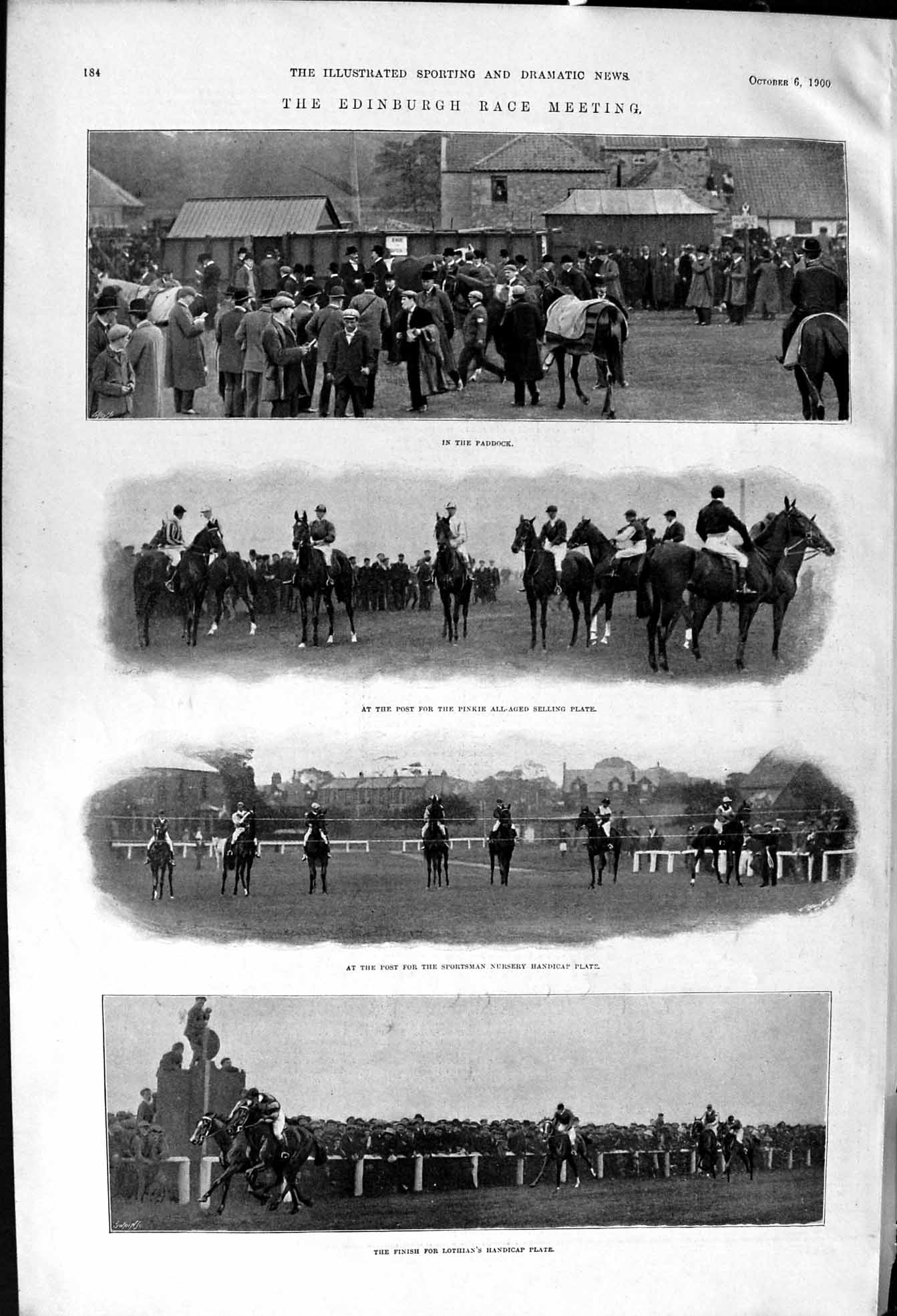 Old 1900 Edinburgh Horse Racing Lothian Handicap Plate Pinkie Nursery Victorian