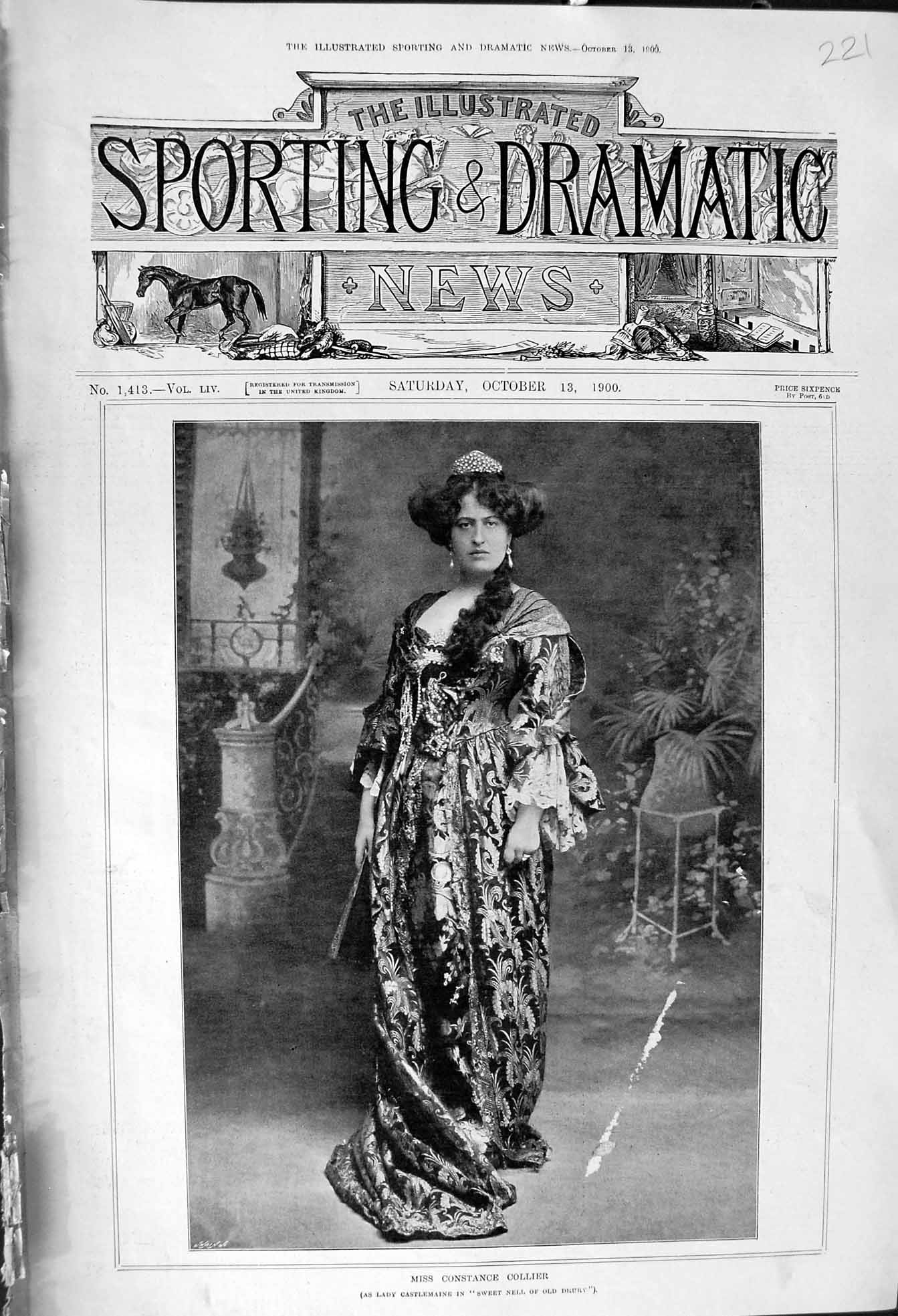 Old Print 1900 Miss Constance Collier Lady Castlemaine Drury Theatre Nell 20th