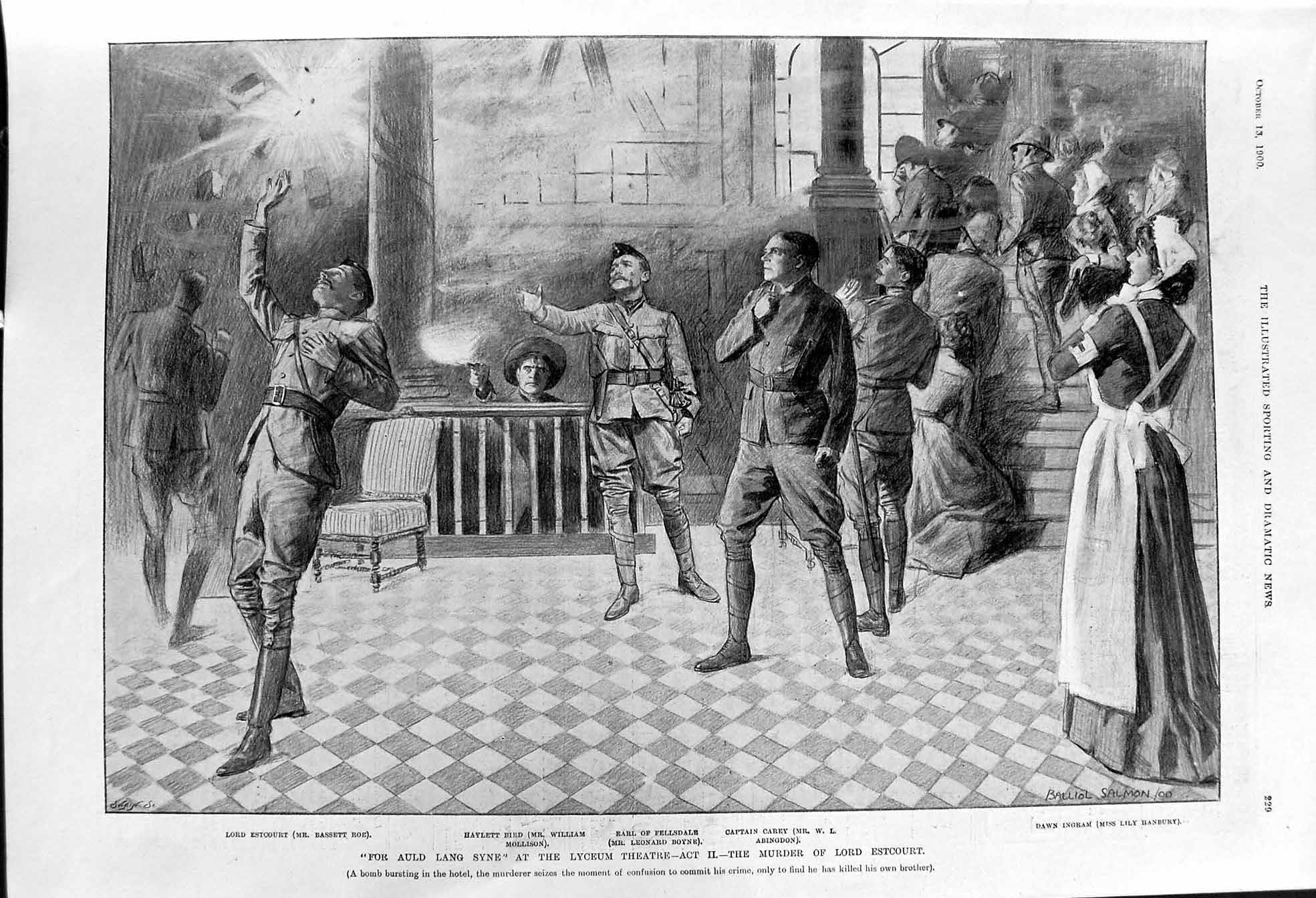 Old 1900 Auld Lang Syne Lyceum Theatre Murder Lord Estcourt Hanbury B Victorian