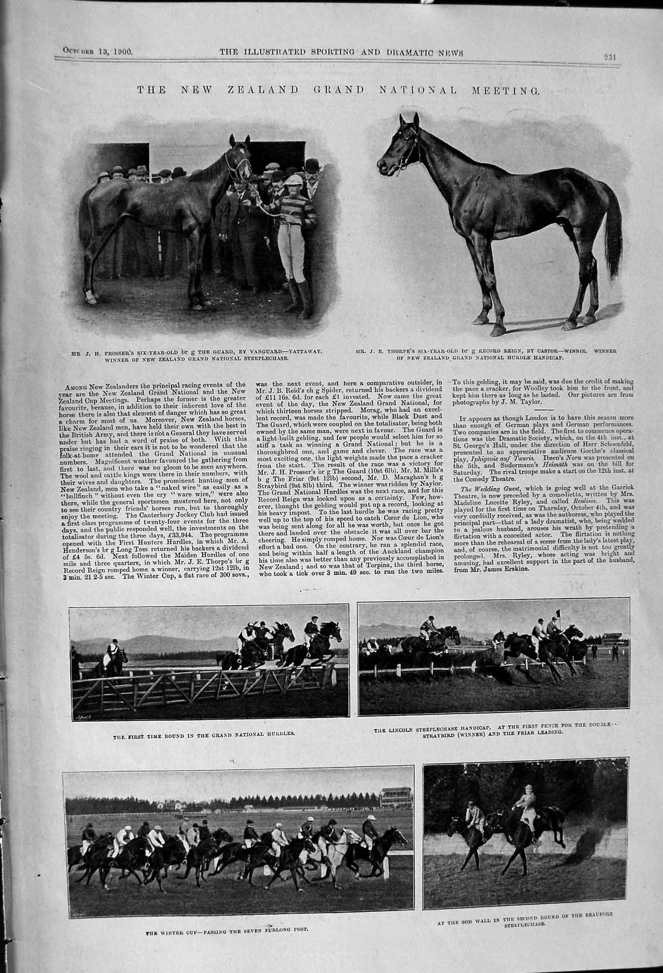 Old 1900 New Zealand Grand National Prosser Thorpe Straybird Horses T Victorian