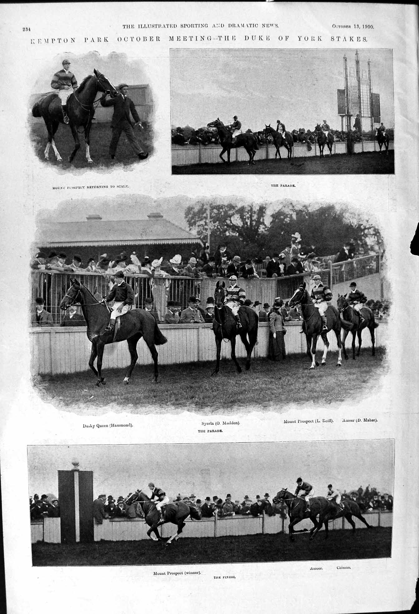 Old 1900 Kempton Park Duke York Stakes Horse Racing Hammond Madden Ma Victorian