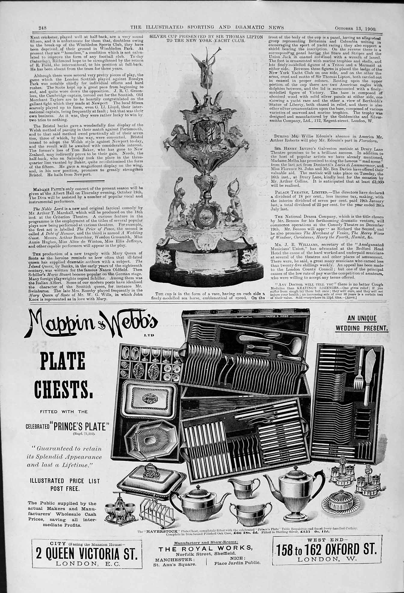 Antique Print 1900 Mappin Webb Silver Cup Thomas Lipton New York Yacht Club