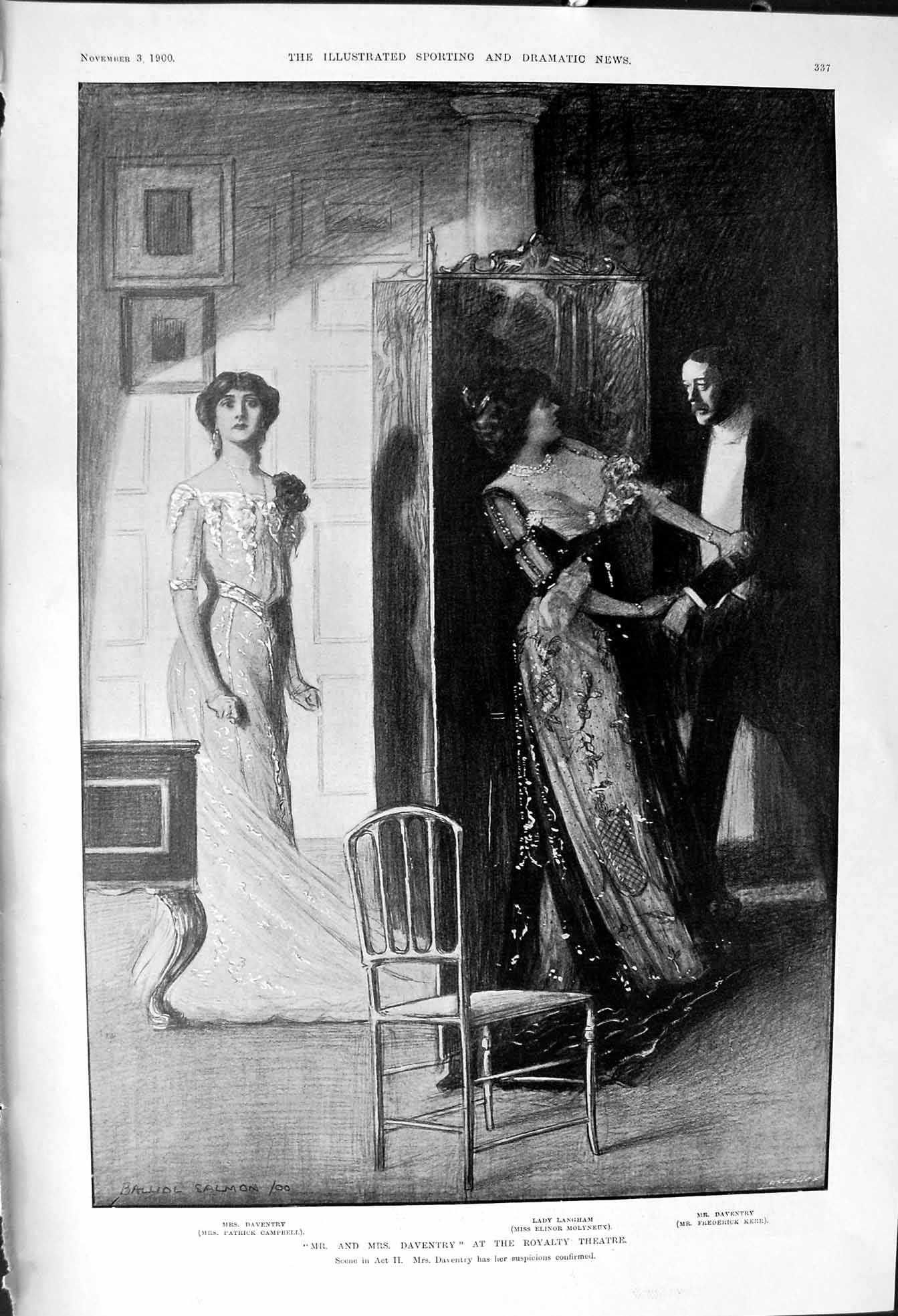 Old 1900 Mr Mrs Daventry Royalty Theatre Patrick Campbell Elinor Moly Victorian