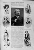 Old Antique Print 1900 Sims Reeves Theatre Edgardo Tom Tug Tenor Singer 20th
