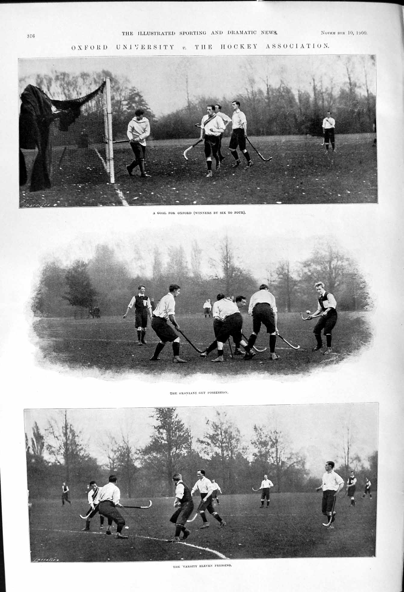 Old 1900 Oxford University Hockey Association Men Sport Varsity Eleve Victorian