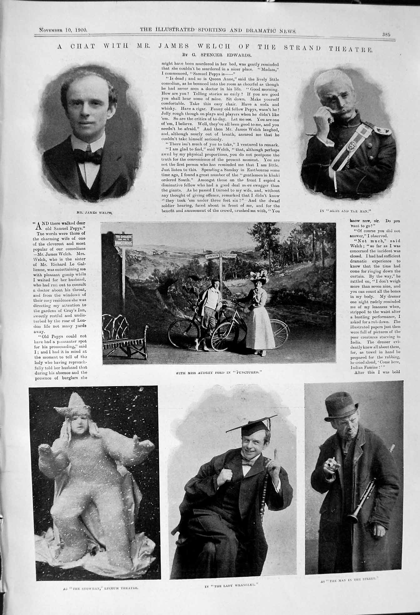 Old 1900 James Welch Strand Theatre Audrey Ford Snowman Lyceum Lady W Victorian