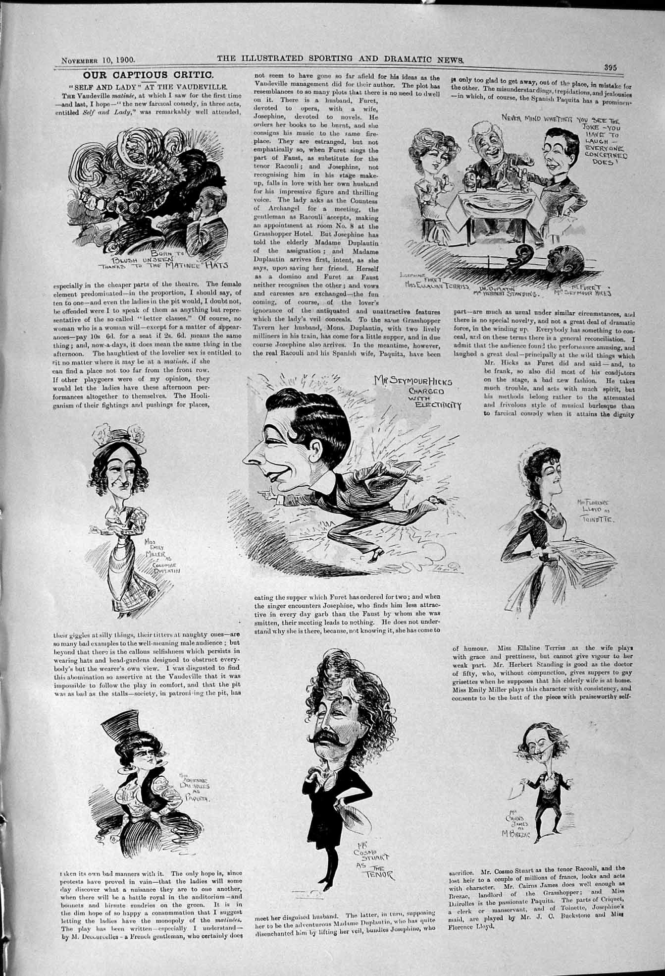 Old 1900 Captious Critic Self Lady Vaudeville Theatre Sport Hunting W Victorian