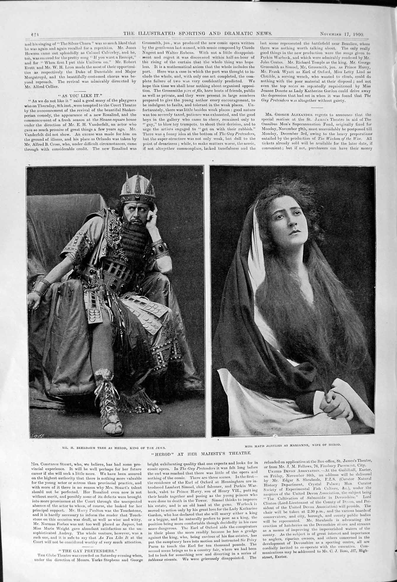 Old 1900 Herod Majesty Theatre Beerbohm Maud Jeffries Somerset Calhou Victorian