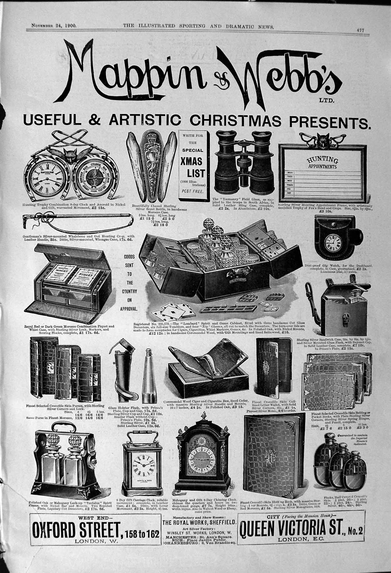 Old Print 1900 Mappin Webb Christmas Presents Badge Willesden Volunteers 20th