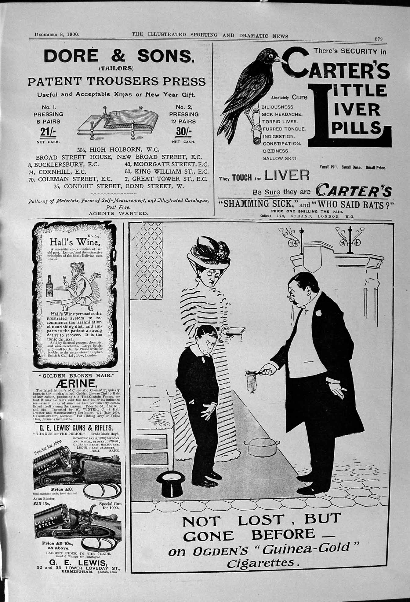 Antique Print 1900 Dore Trouser Press Carters Liver Pills Ogdens Cigarettes
