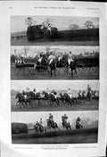 Old 1900 Sandown Park Horse Racing Selling Ewell Hurdle Hunting Sport Victorian