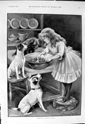 Old 1900 Fannie Moody Little Girl Dogs Stirring Christmas Pudding Din Victorian