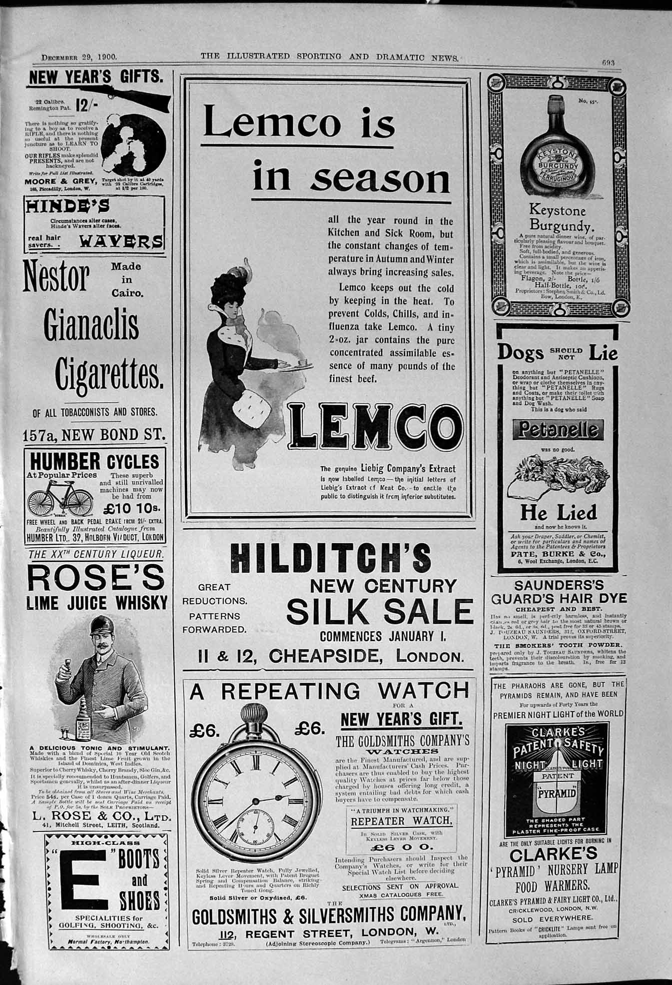 Old 1900 Lemco Liebig Hilditch Silk Sale Clarke'S Night Light Keyston Victorian