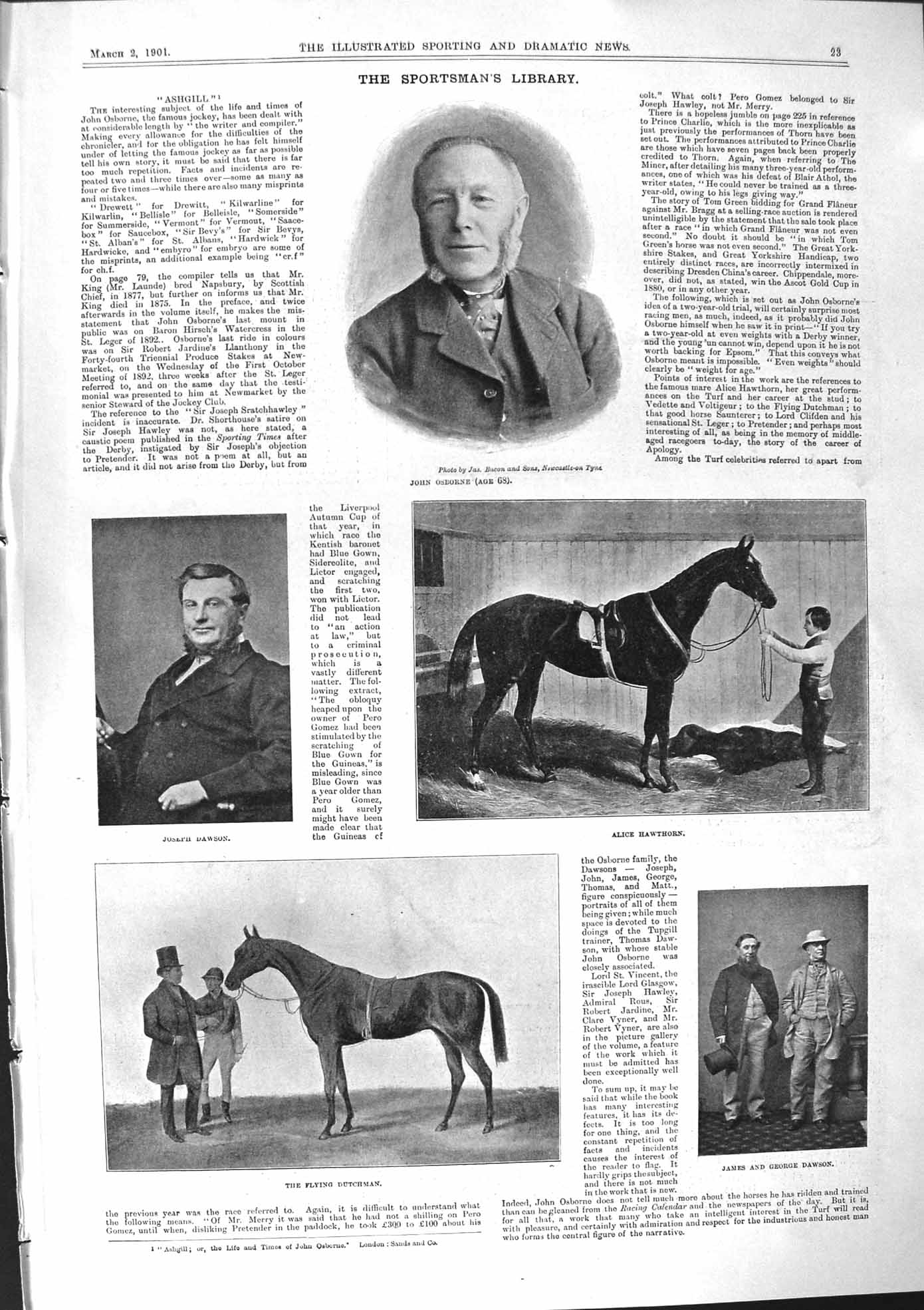 Old 1901 John Osborne Dawson Horse Hawthorn Dutchman Whaddon Fox Houn Victorian