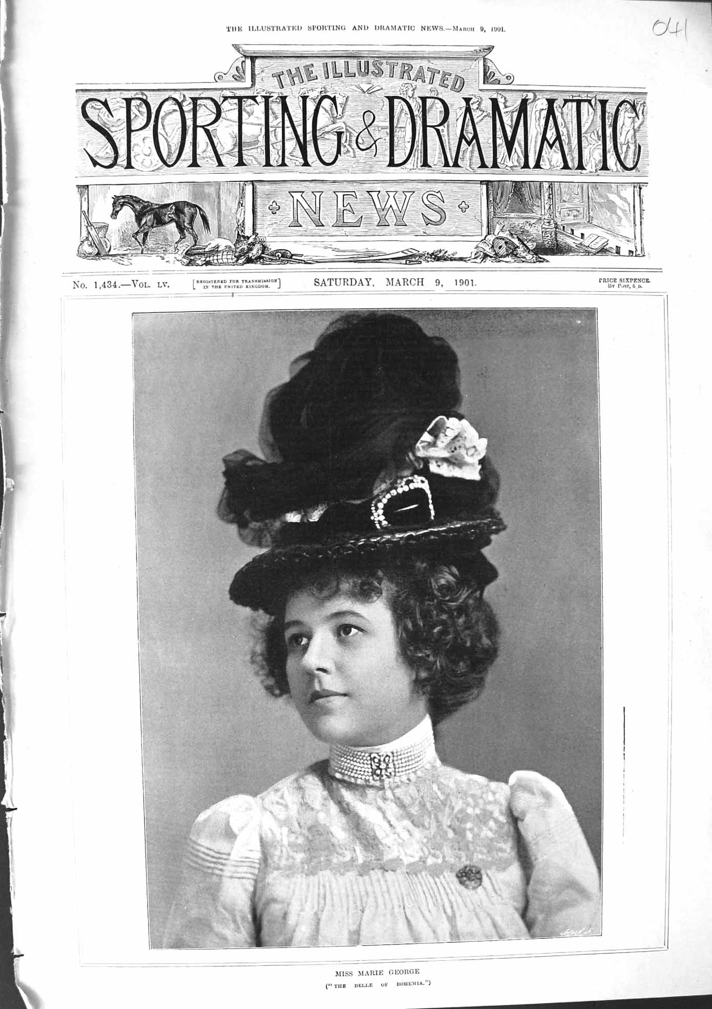 Antique Old Print 1901 Photograph Miss Marie George Belle Bohemia Portrait 20th