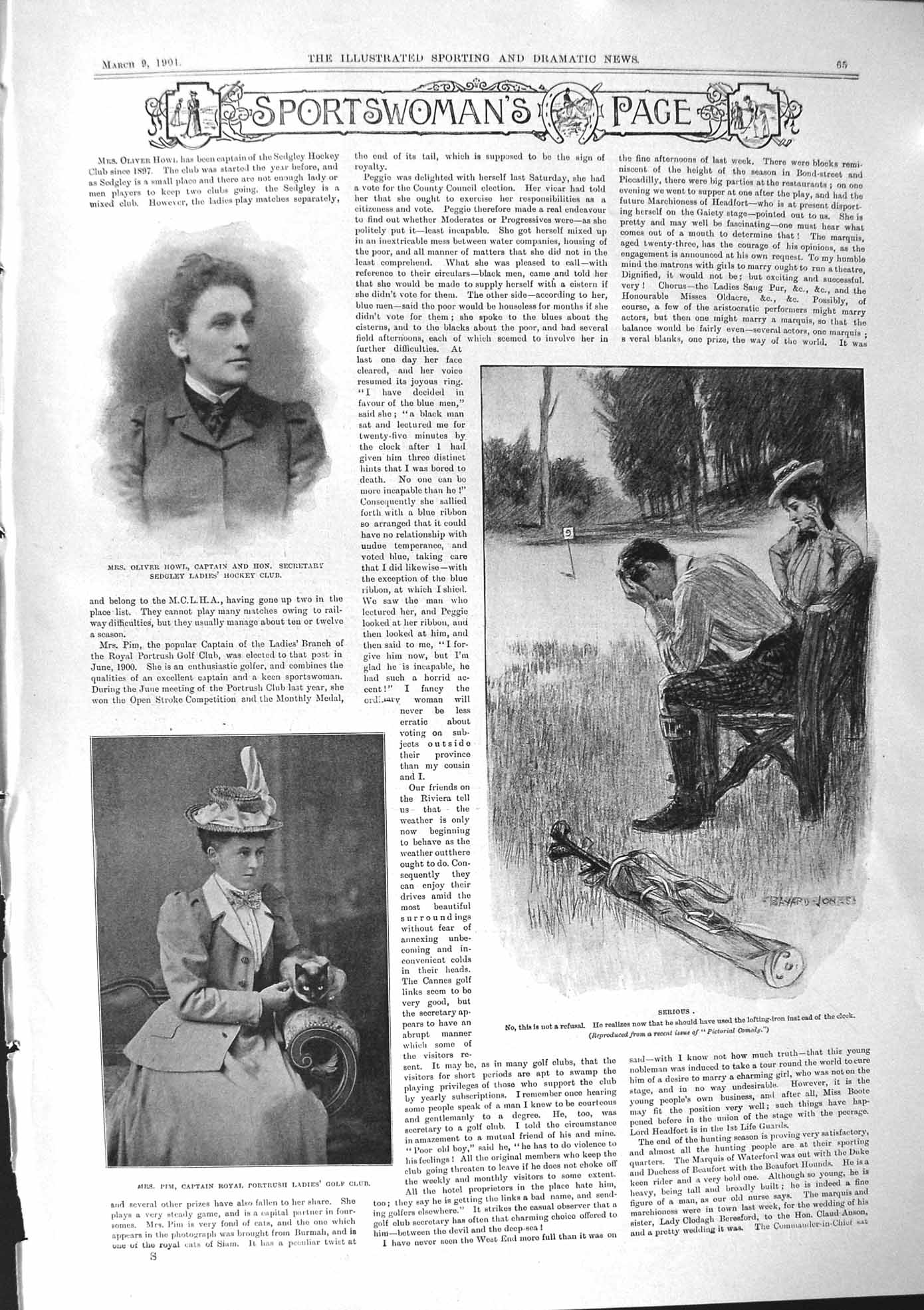 Old 1901 Sportswomen Mrs Oliver Howl Captain Sedgley Ladies Club Pim Victorian