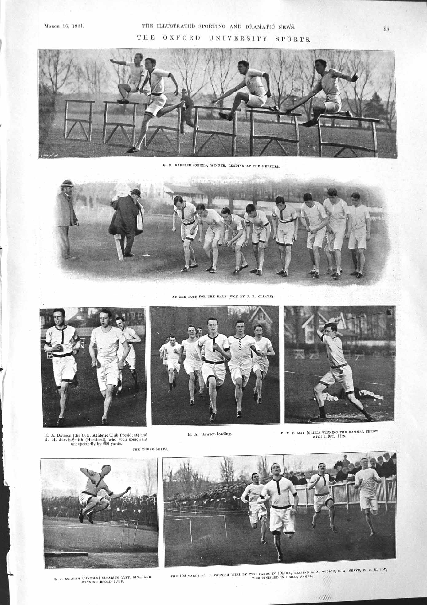 Old 1901 Oxford University Sport Garnier Cleave Dawson Cornish May Fi Victorian