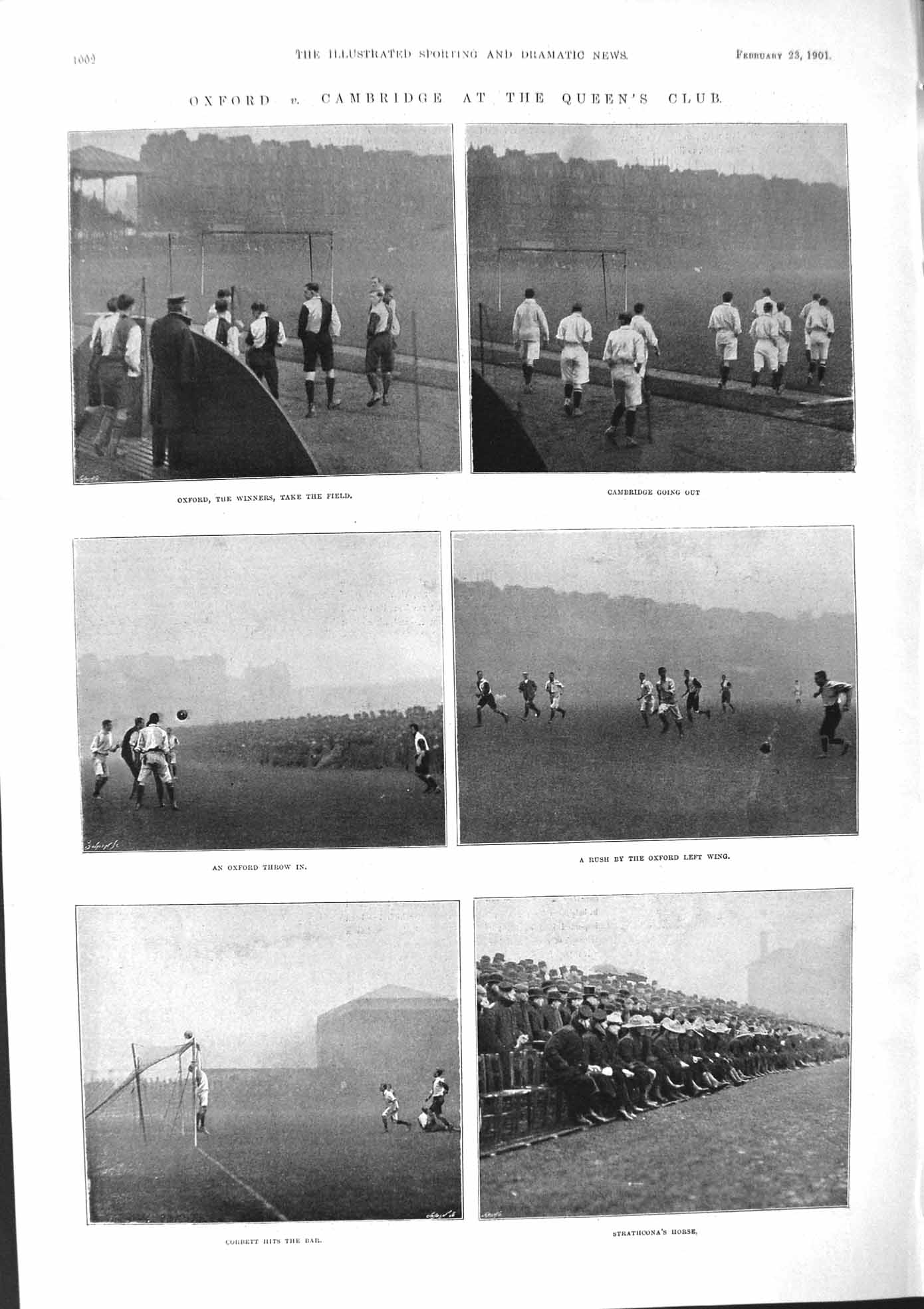 Old 1901 Oxford Cambridge Football Queen'S Strathcona Corbett Caricat 20th