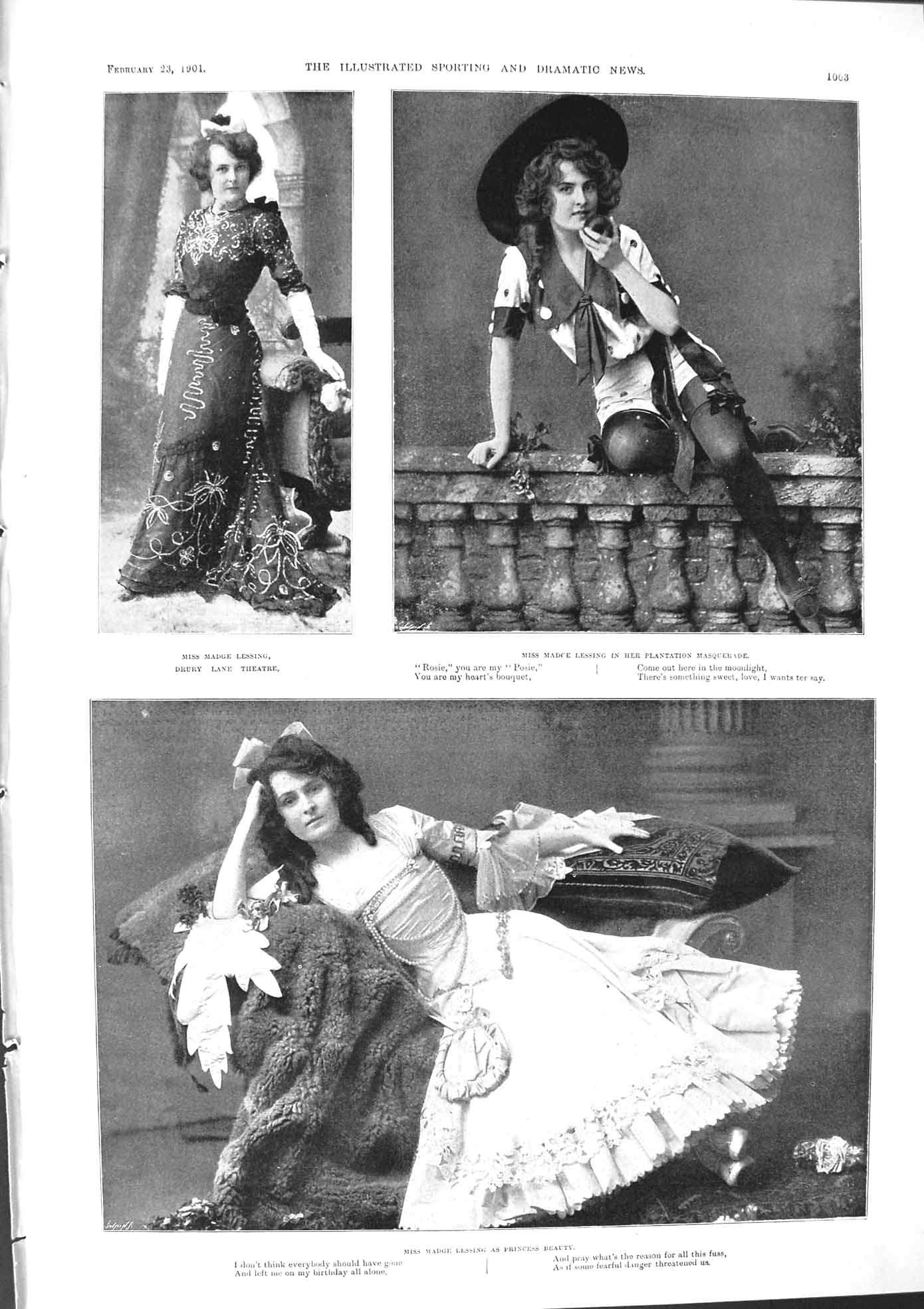 Old 1901 Madge Lessing Princess Beauty Theatre Drury Lane PlantationVictorian