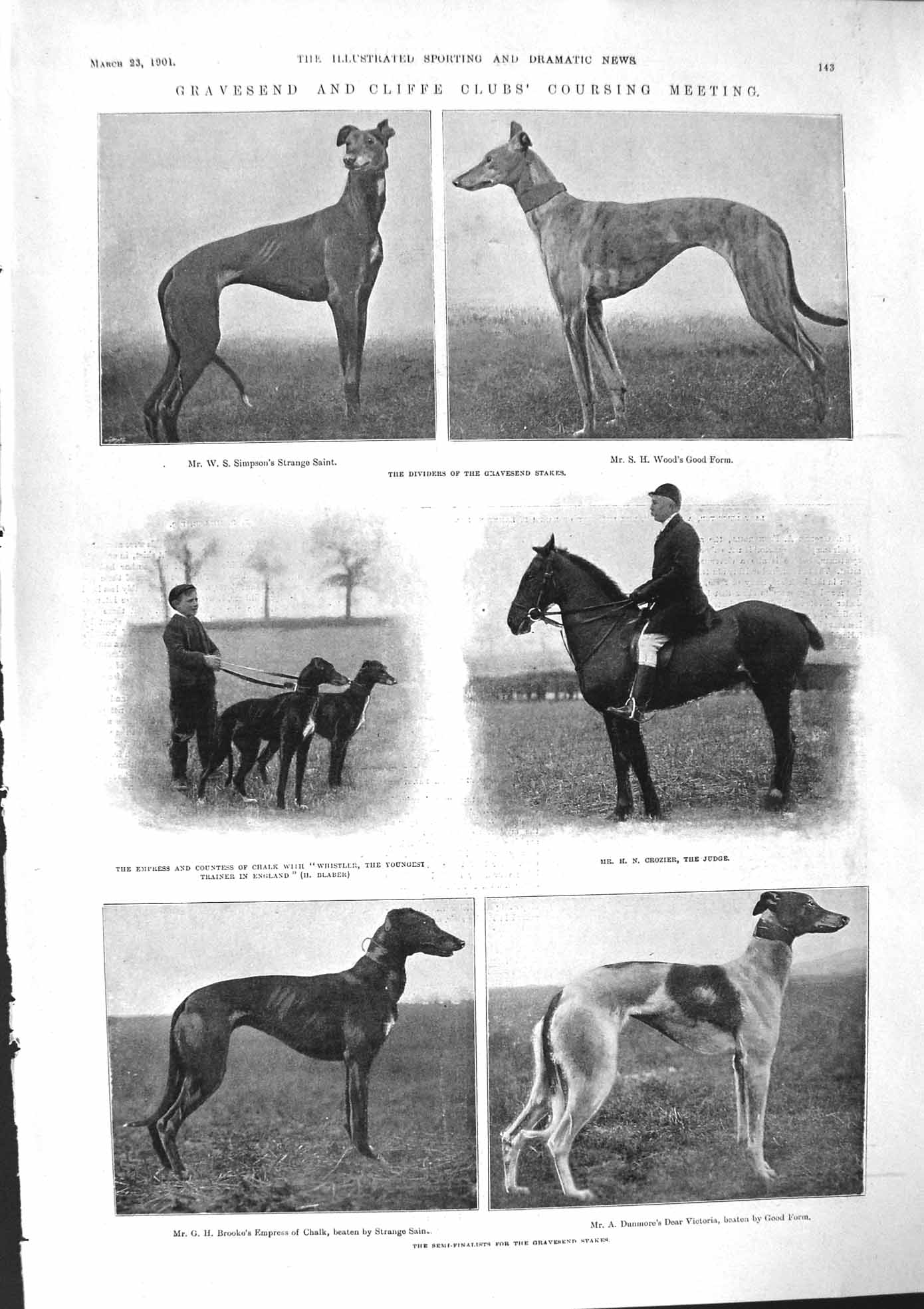 Old 1901 Hounds Gravesend Wood Simpson Brooke Dunmore Beatty Horses M Victorian