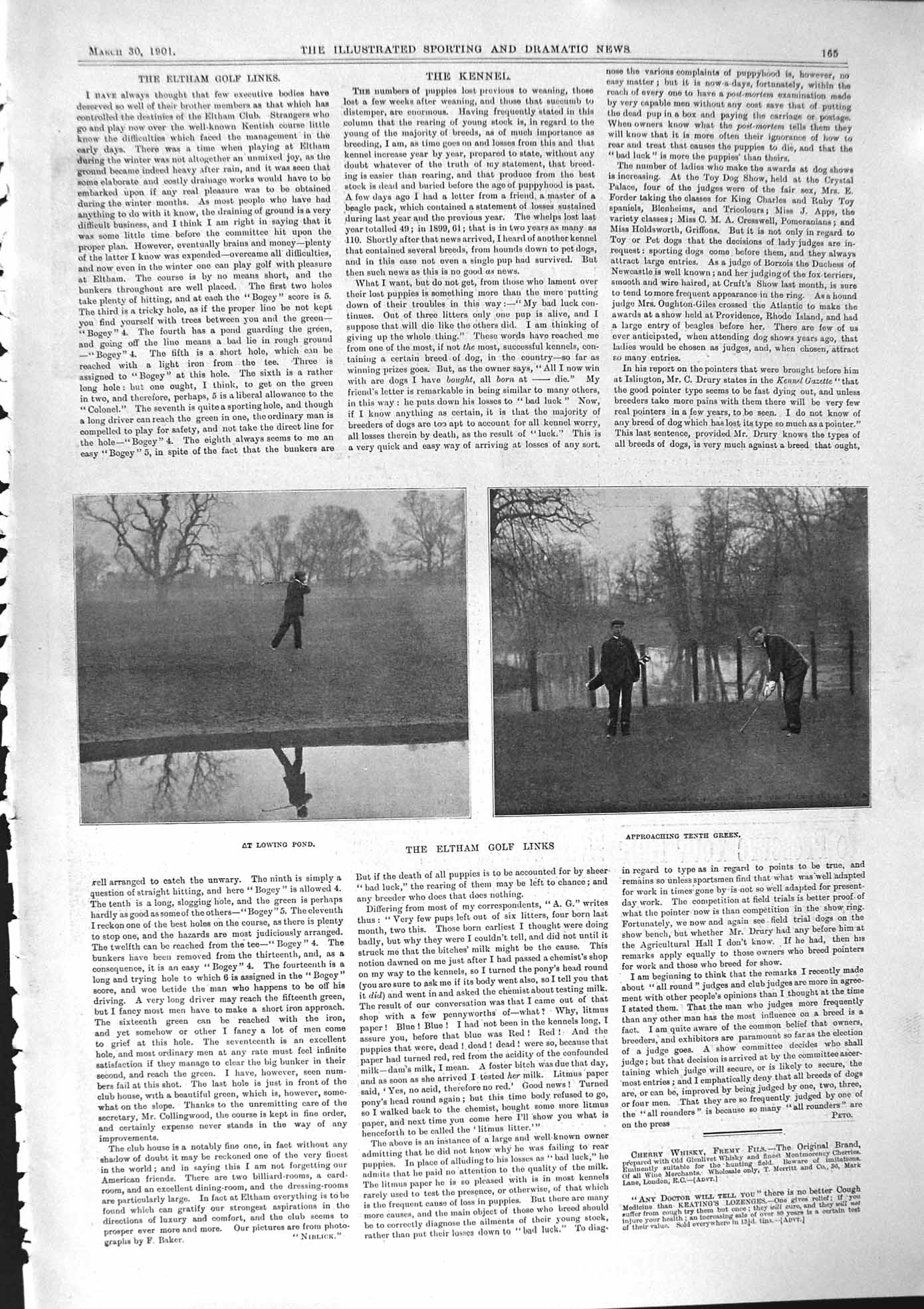 Old Antique Print 1901 Eltham Golf Links Lowing Pond Men Sport Photograph 20th