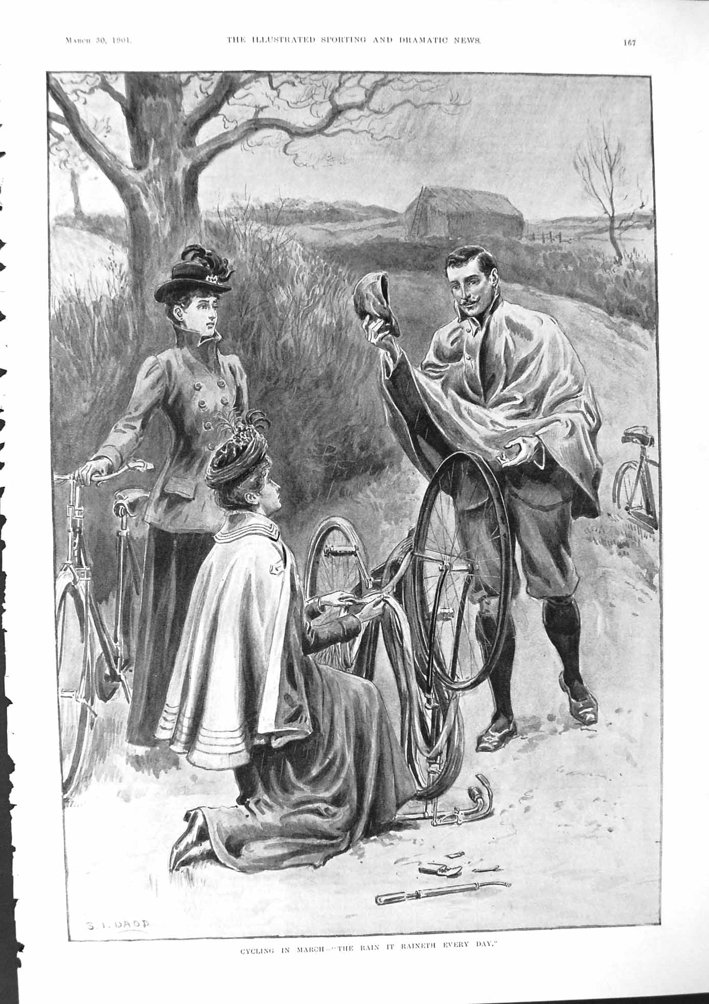 Old 1901 Cycling Puncture Ladies Man Country Malcomson Waterford Ball Victorian