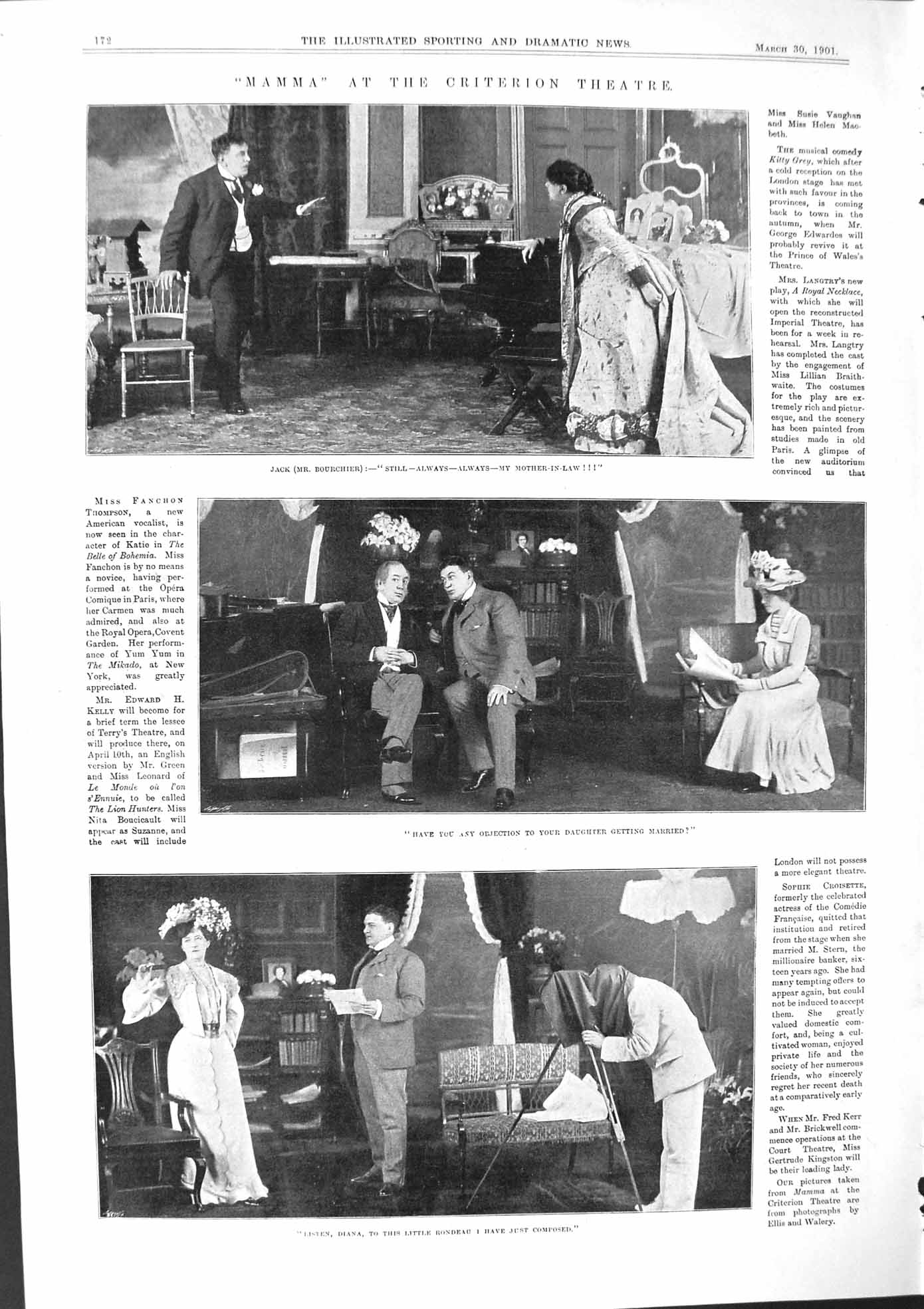 Old 1901 Mamma Criterion Theatre Bourchier Thompson Haldon Harriers T Victorian