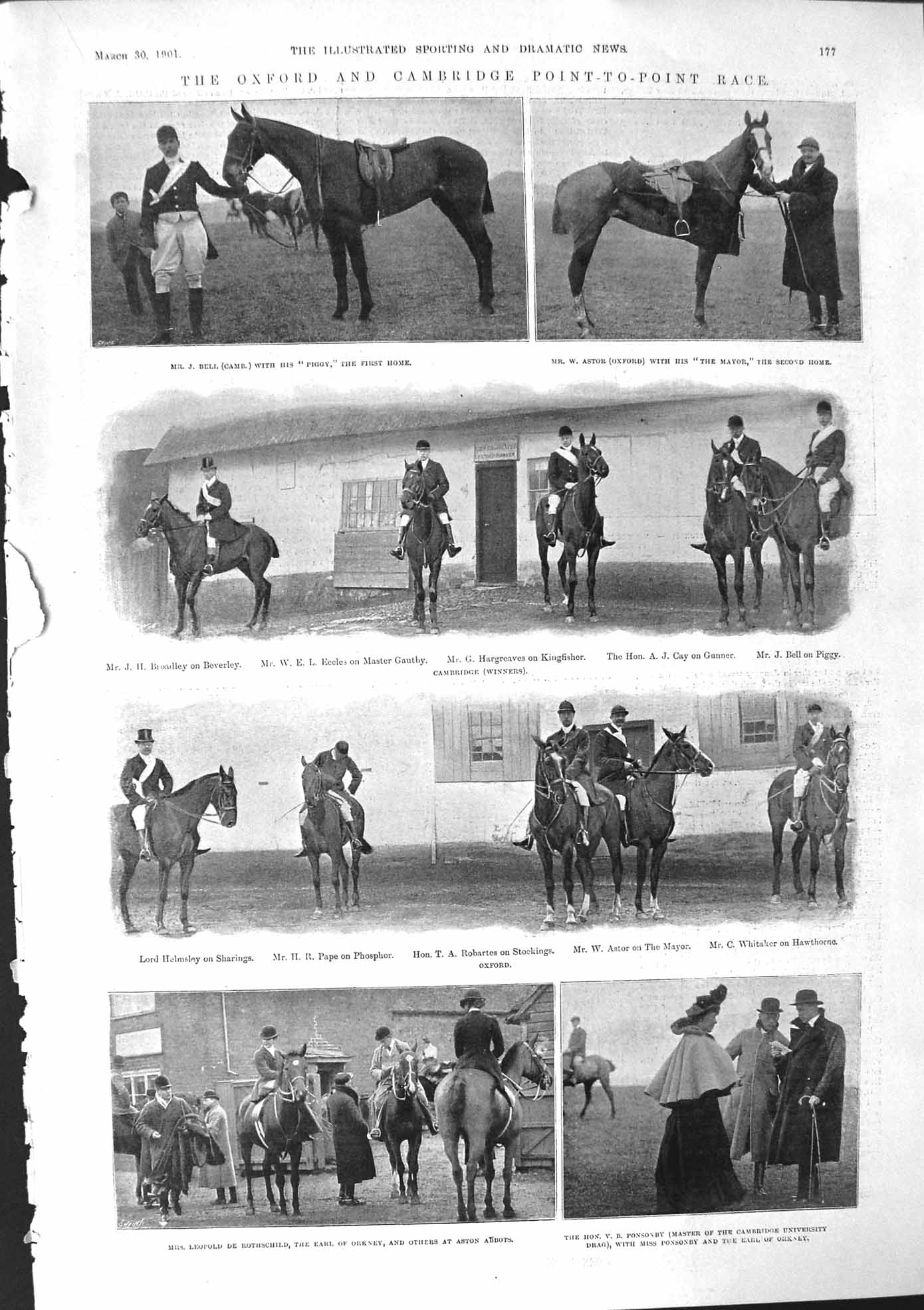 Old 1901 Oxford Cambridge Point-To-Point Horses Bell Broadley Helmsle Victorian