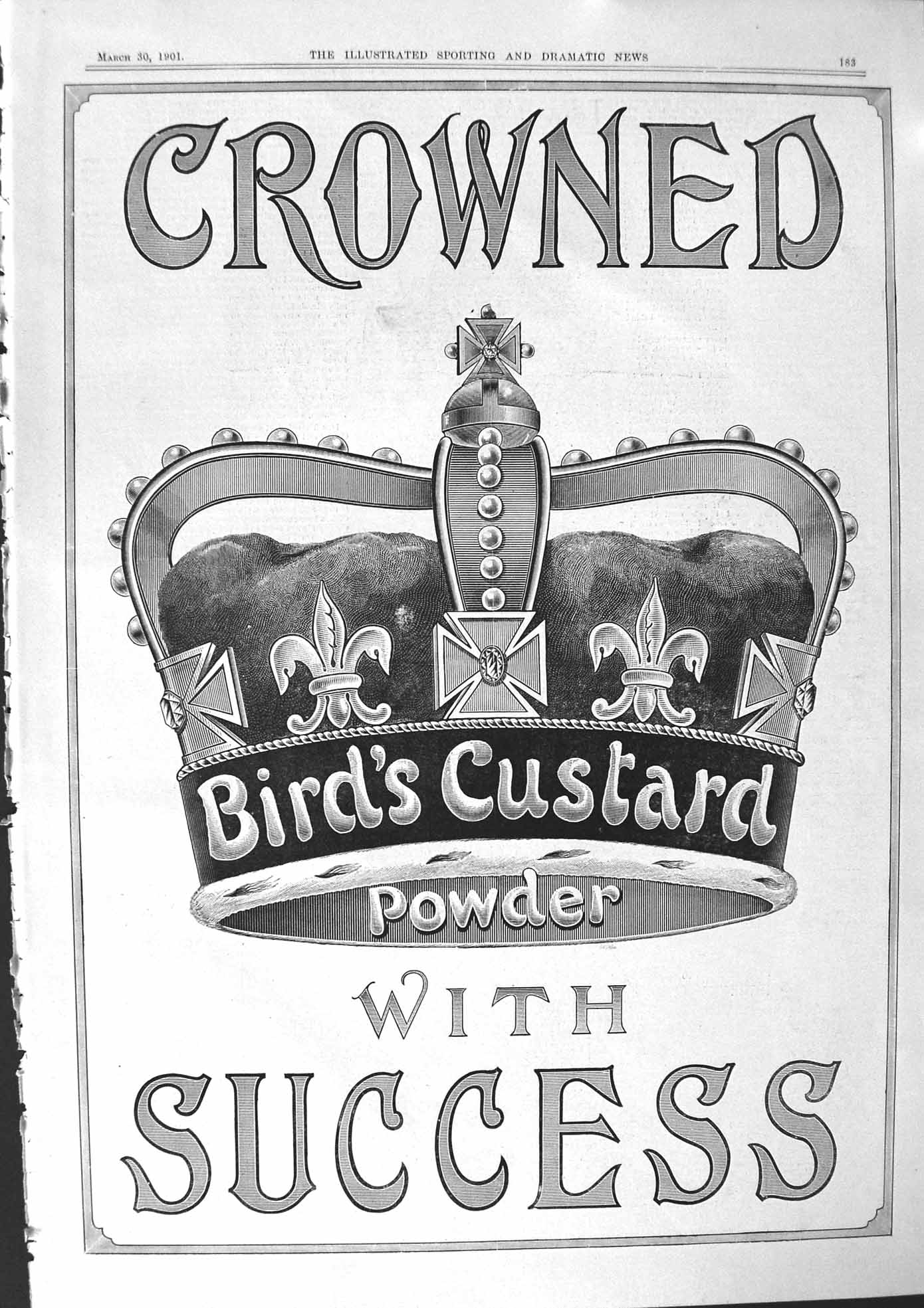 Antique Old Print 1901 Bird'S Custard Powder Crown Football Challenge Sheild